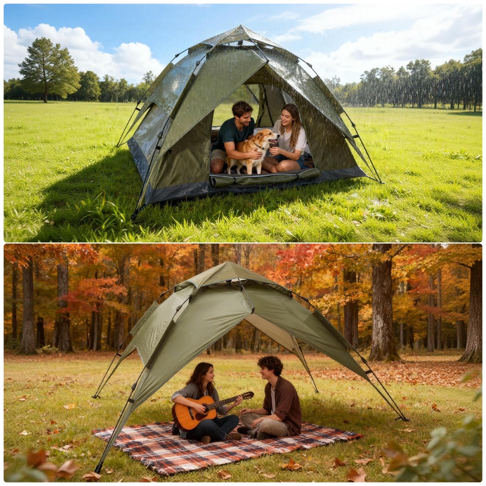 TEMU Family Tent 2-3 Person Pop-up Dome Tent Double-layer Camping Tent For Hiking Outdoor Backpacking And Quick Setup Perfect For Family And Outdoor