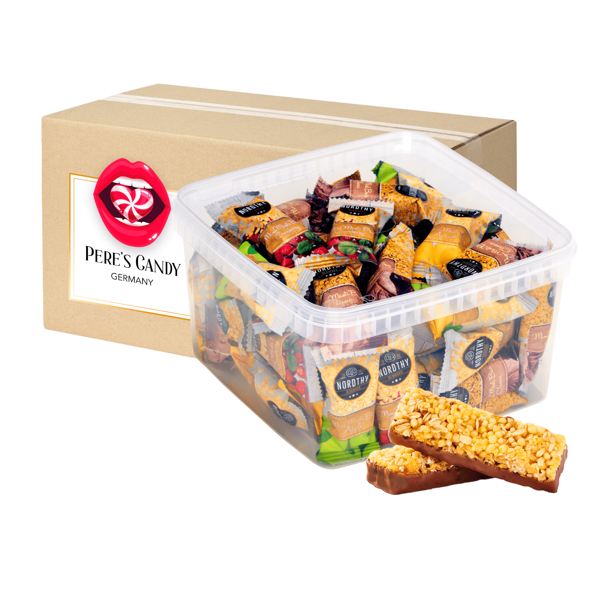 E-shop Mini Müsli Bars Mix Box aus Dänemark mit Apfel, Aprikose und Cranberry Geschmack 700g