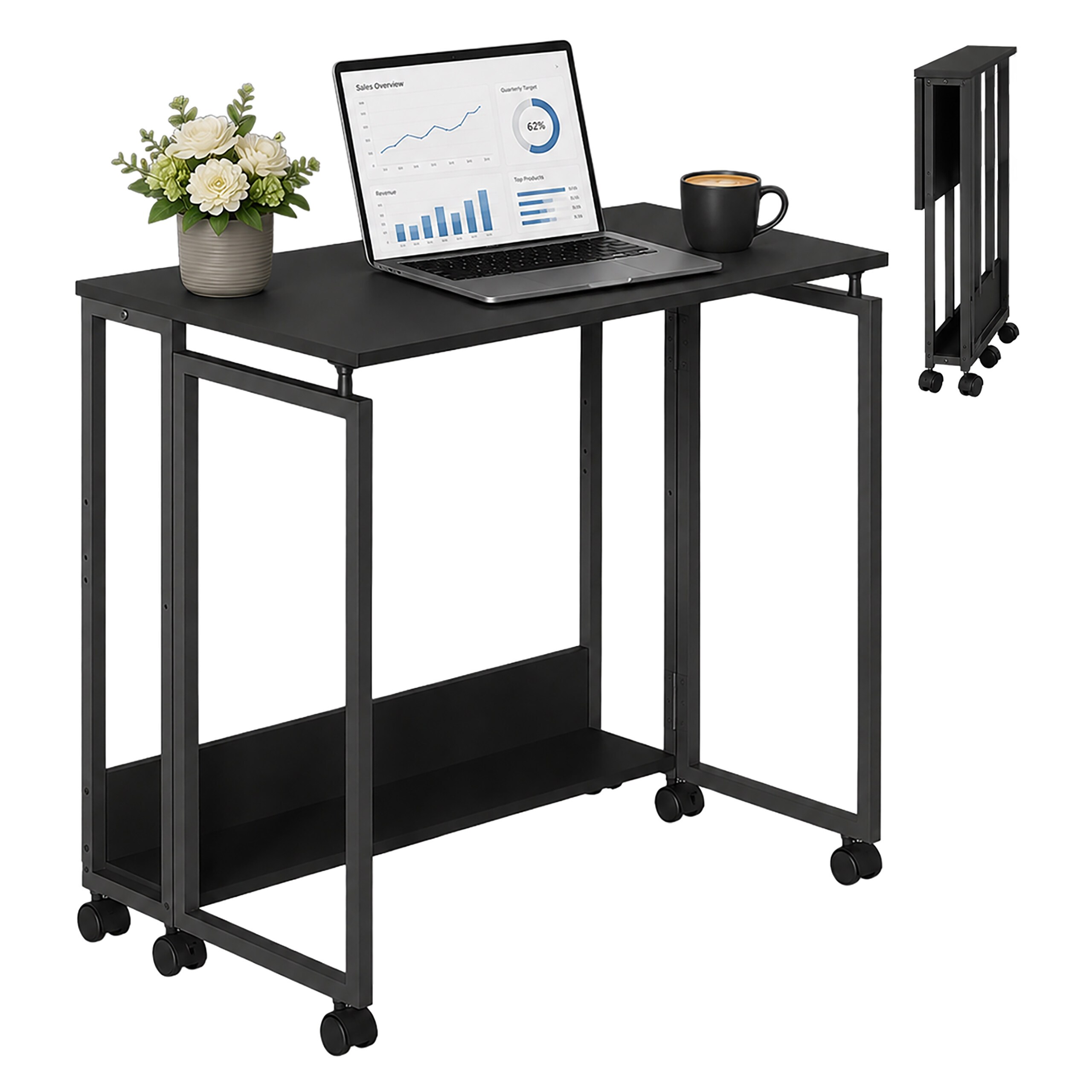 Image of Folding Desk In Black - (w)60 X (h)75 X (d)50 Cm