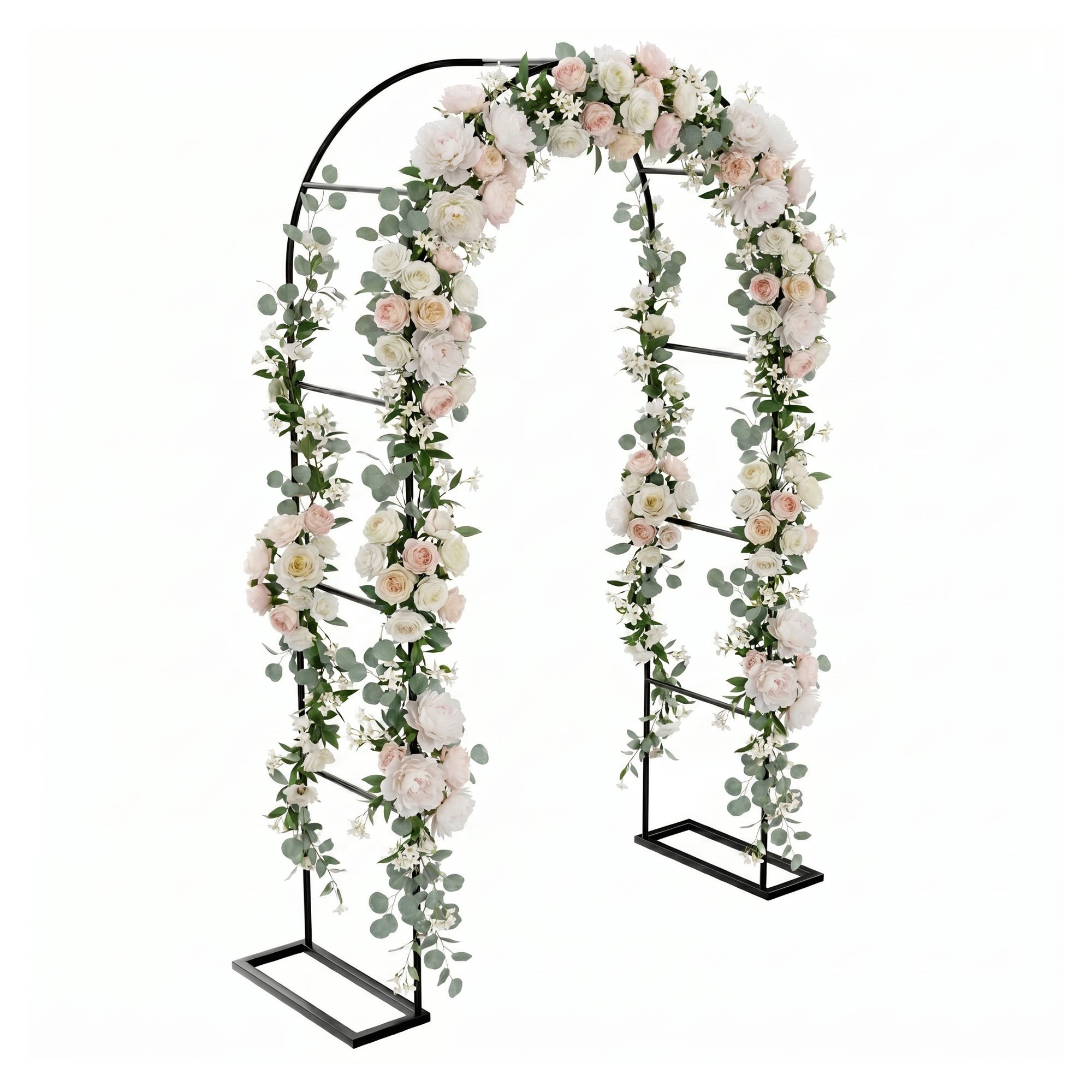 - Adjustable Length And Height Garden Floral Arch With Black Metal Plant Support