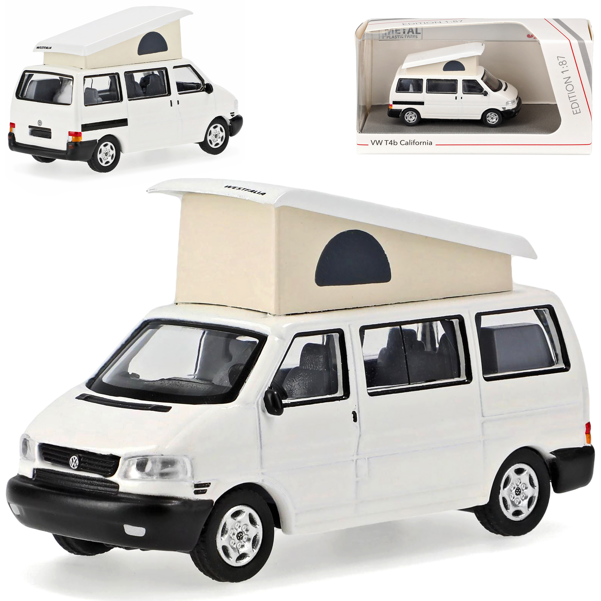 Vw T4 California Passenger Transporter White 1990-2003 H0 1/87 Schuco Model Car