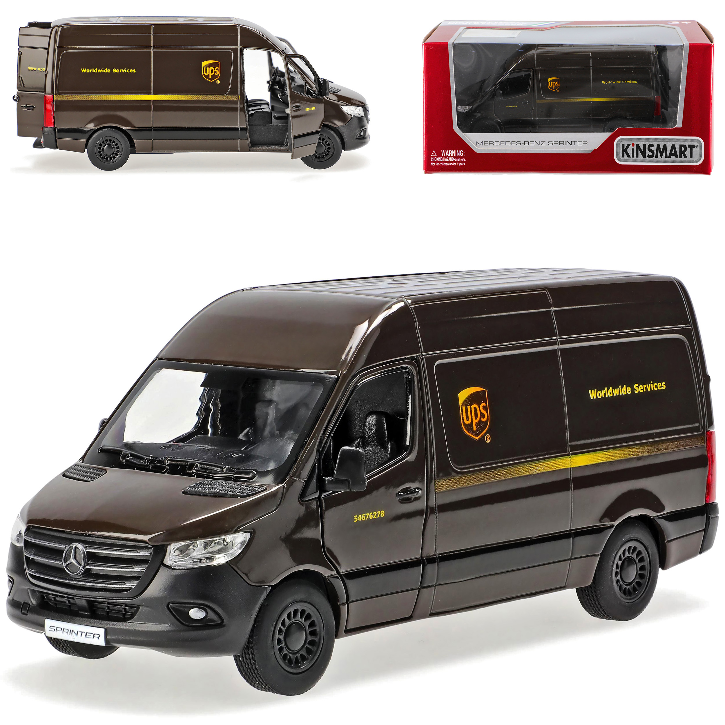 Mercedes- Cs30 W907 W910 Transporter Box Brown Ups 3rd Generation From 2018, . 1/43 Or 1/36 Scale Model Car