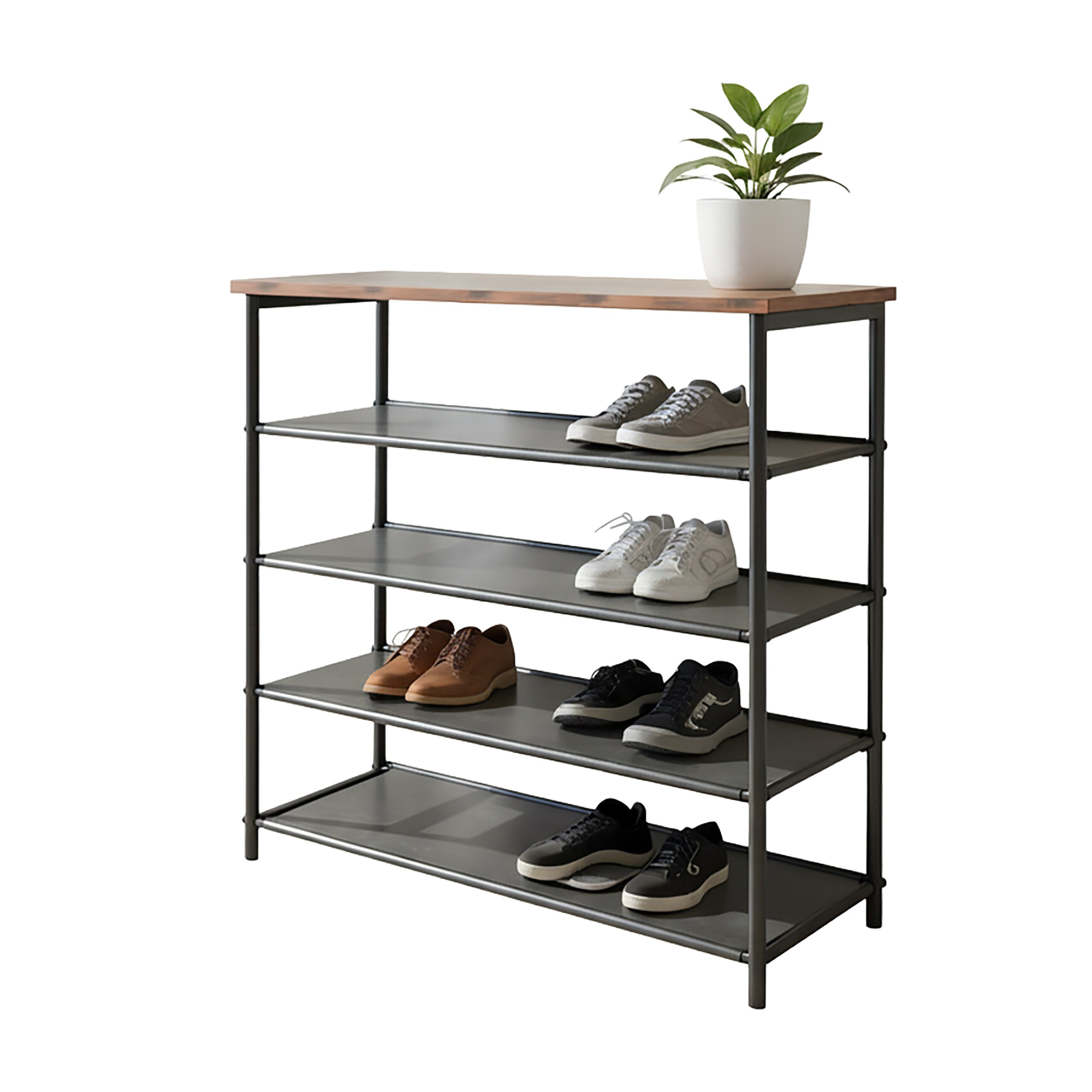 Image of Shoe Rack In Black/brown - (w)75 X (h)75 X (d)30 Cm