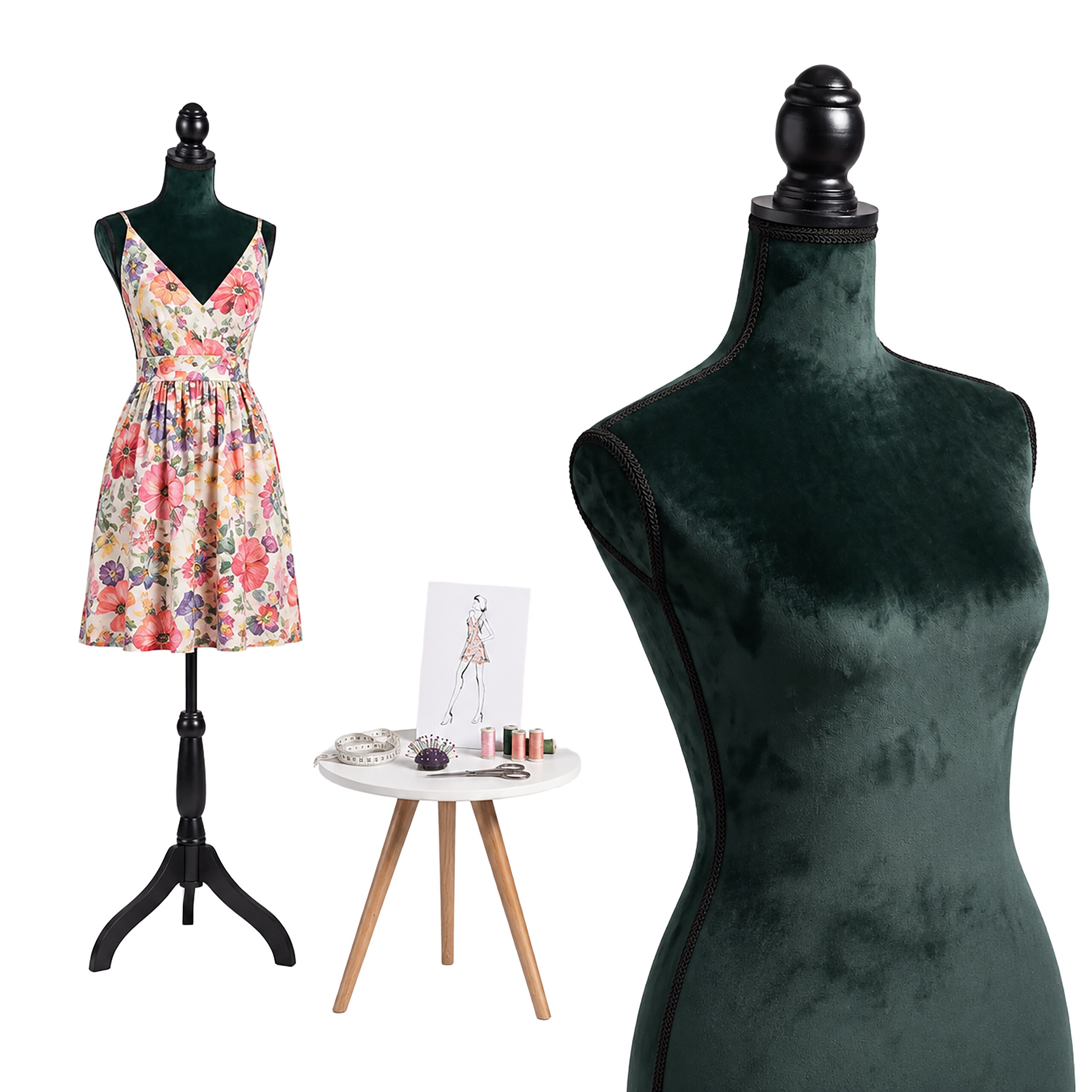 Sewing Dummy In Emerald Green/black