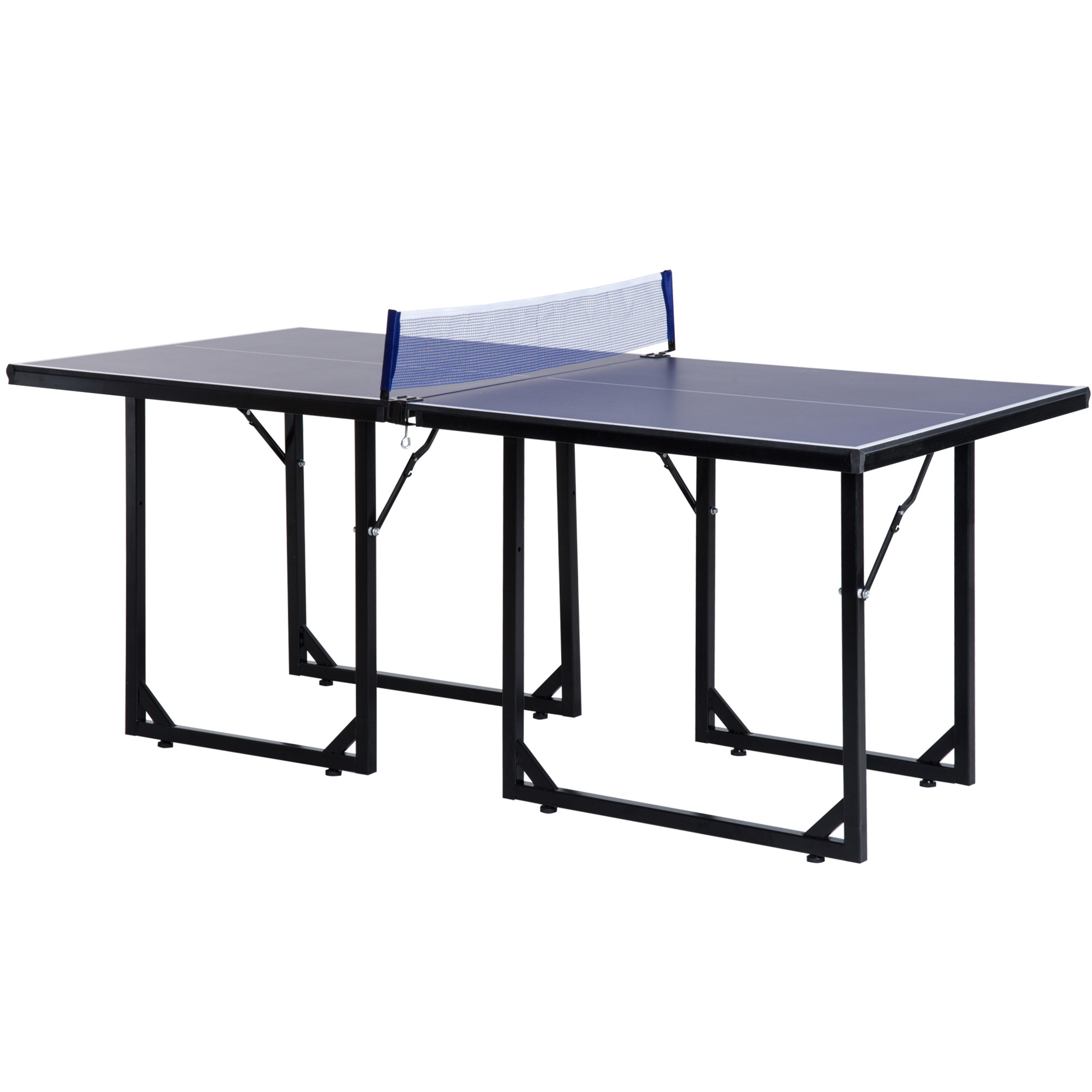 Homcom Foldable -pong Table With Net And For Indoor And Outdoor Use, 182x91x76 Cm, Blue
