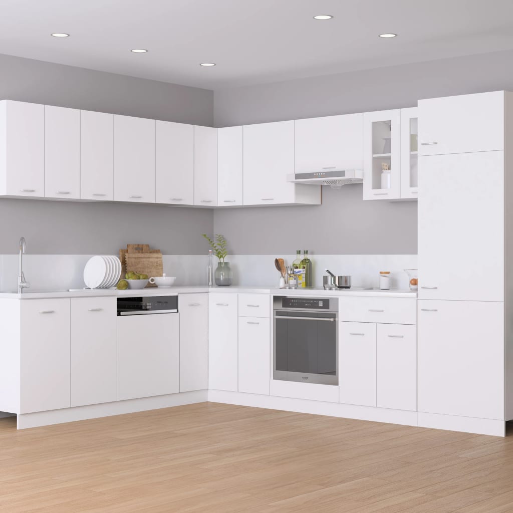 Image of Vidaxl 14pcs "" White Wood Kitchen Unit, Kitchen Cabinet Set, Kitchen Cabinet, Cabinet, Wall Cabinet, Sink Base Cabinet, Kitchen Furniture