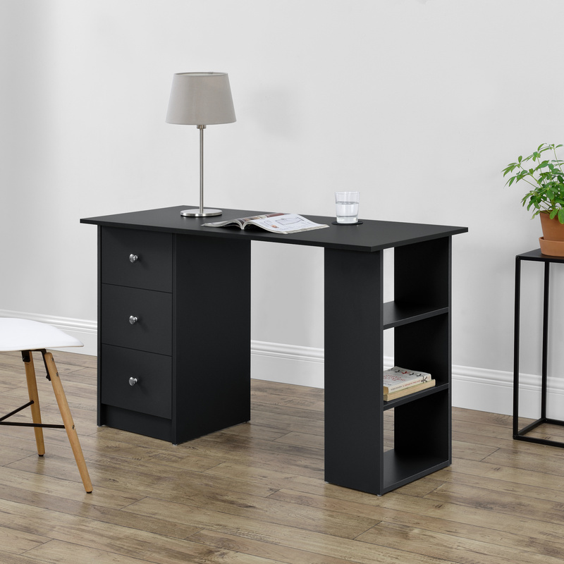Desk 120x50x72cm Office Table With Drawers Shelf Pc Table
