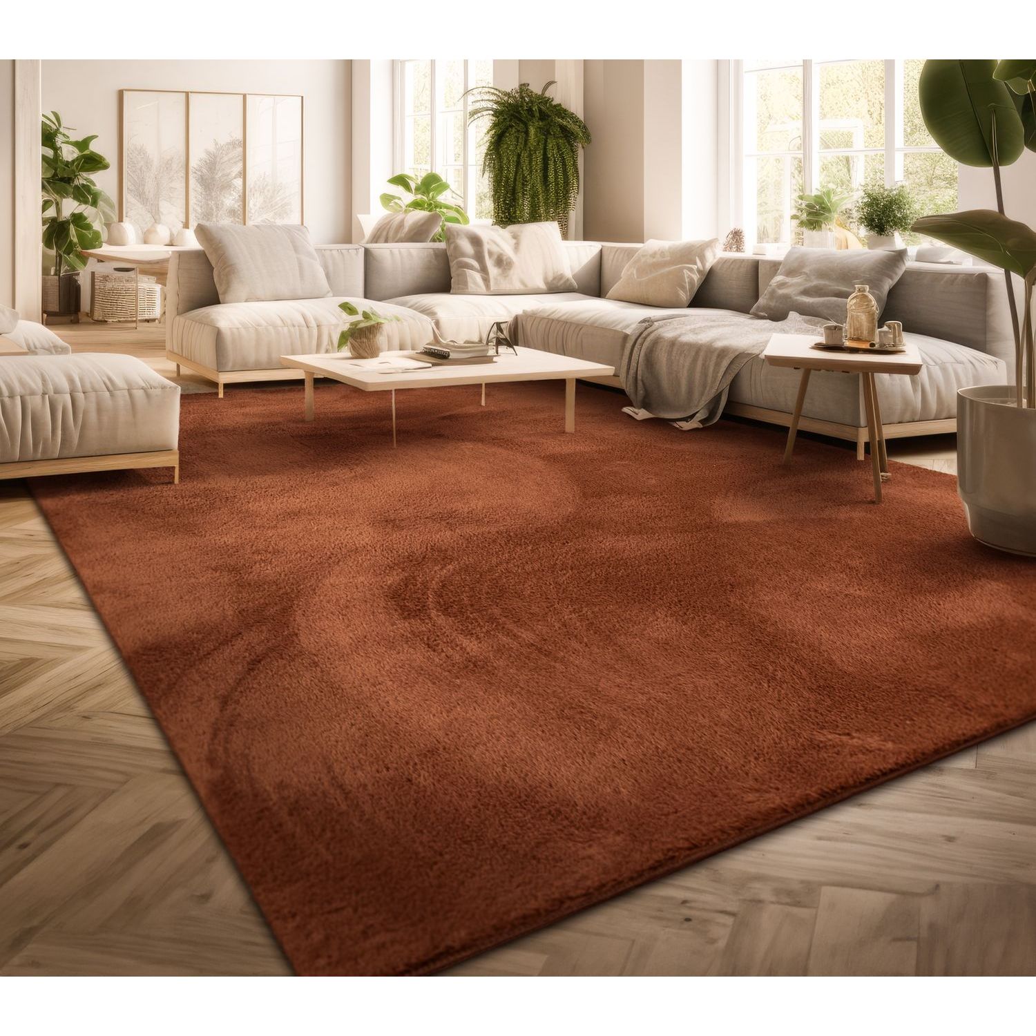 Living Room Short Pile Plain Modern Design Washable, Non Slip Stain Resistant Polyester Cloth