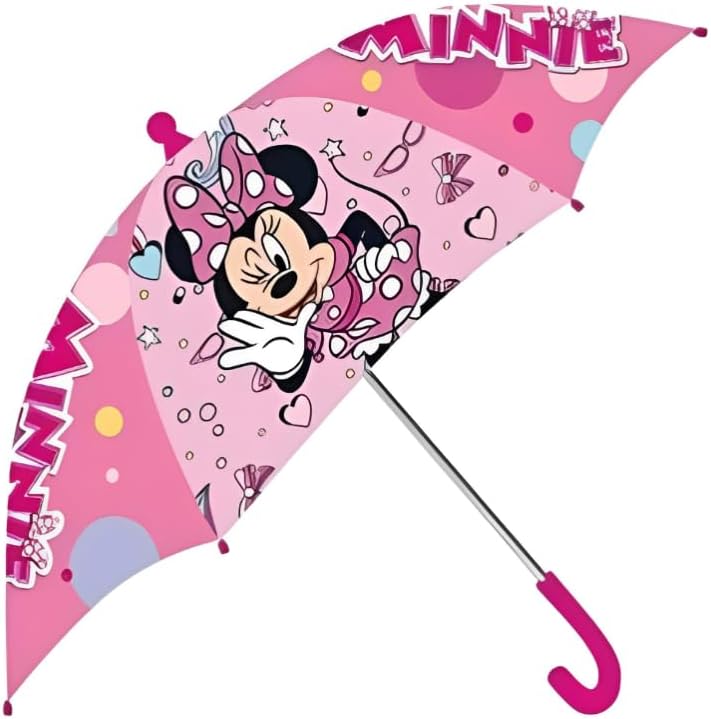 Minnie Mouse Umbrella for Girls with Automatic Opening, 8-Rib Structure, and Mickey Mouse Design