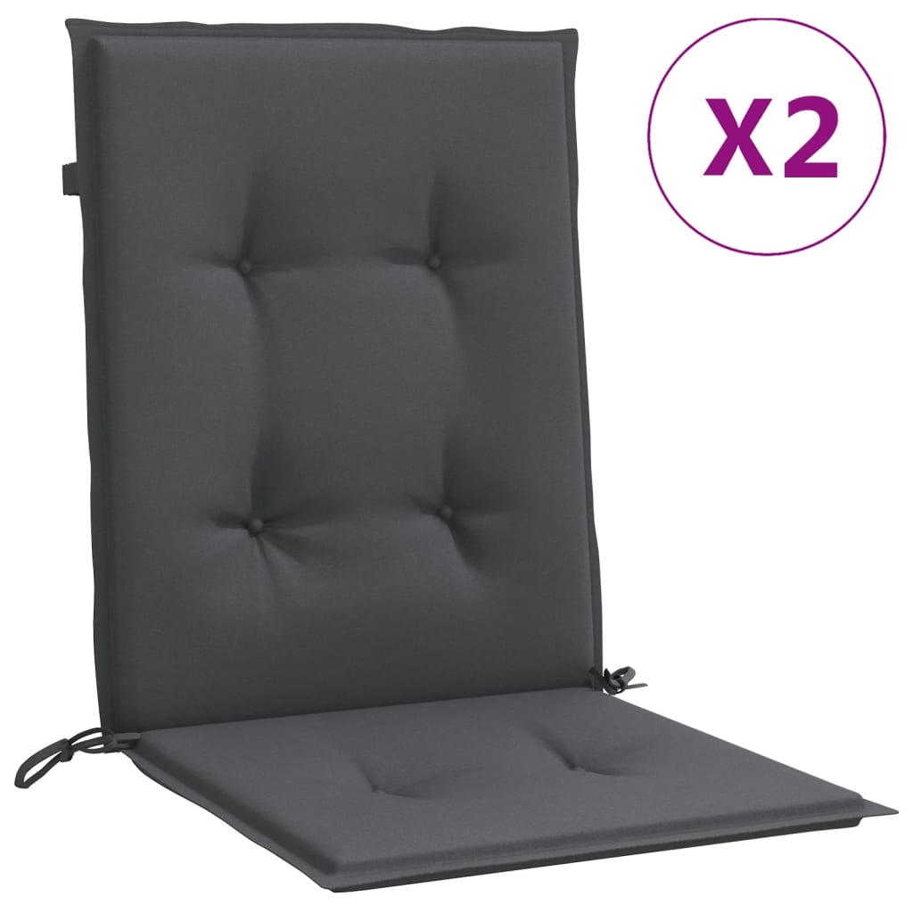 Image of Vidaxl Low Backrest Cushions, 2 Pcs, Upholstery Pillows For Garden Furniture, Chair Cushion Seat Cushion For Garden Chair, Garden Chair Cushions, 100x50x4cm Fabric, Cushions Only Included