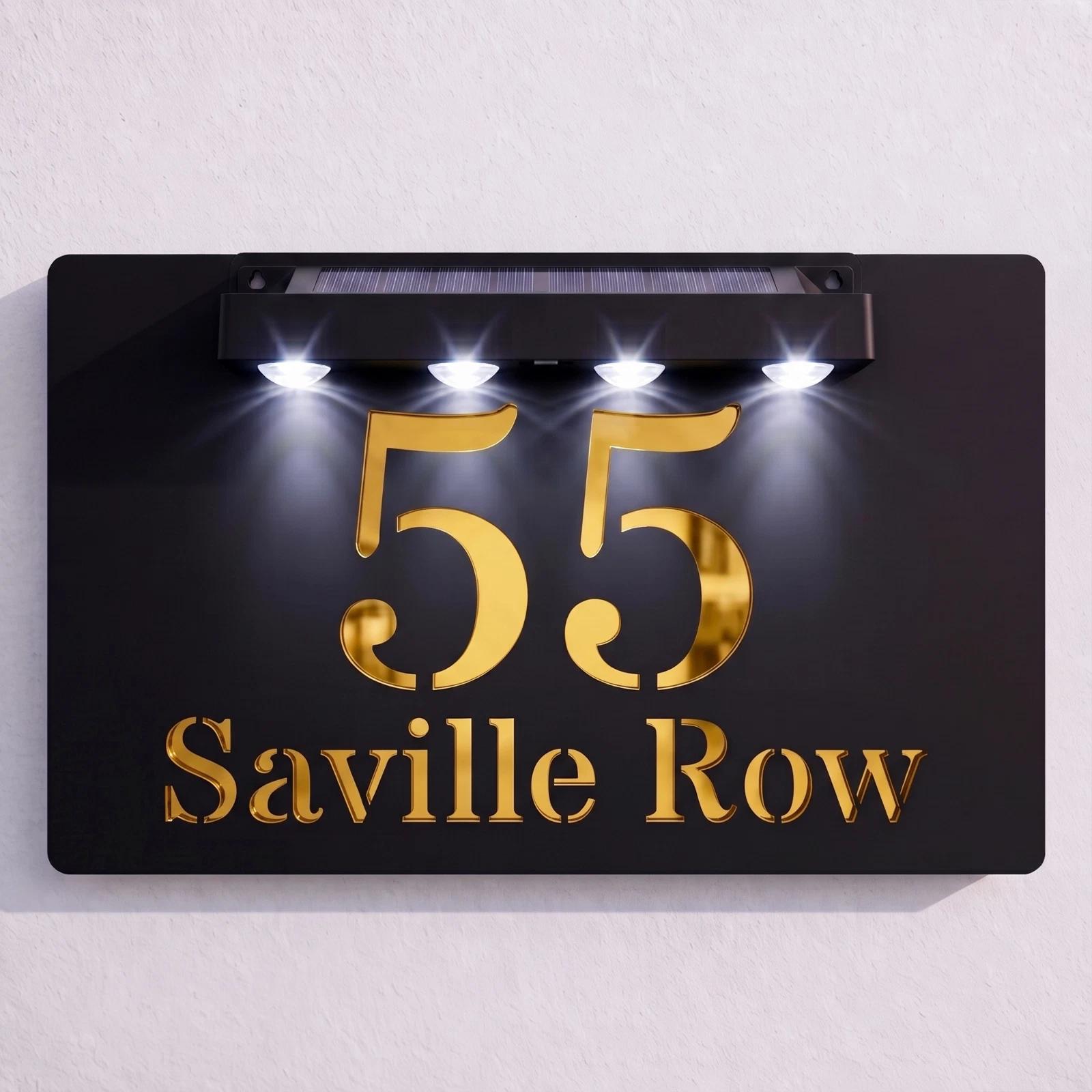 Personalised Solar House Sign 300x170mm - LED Illuminated