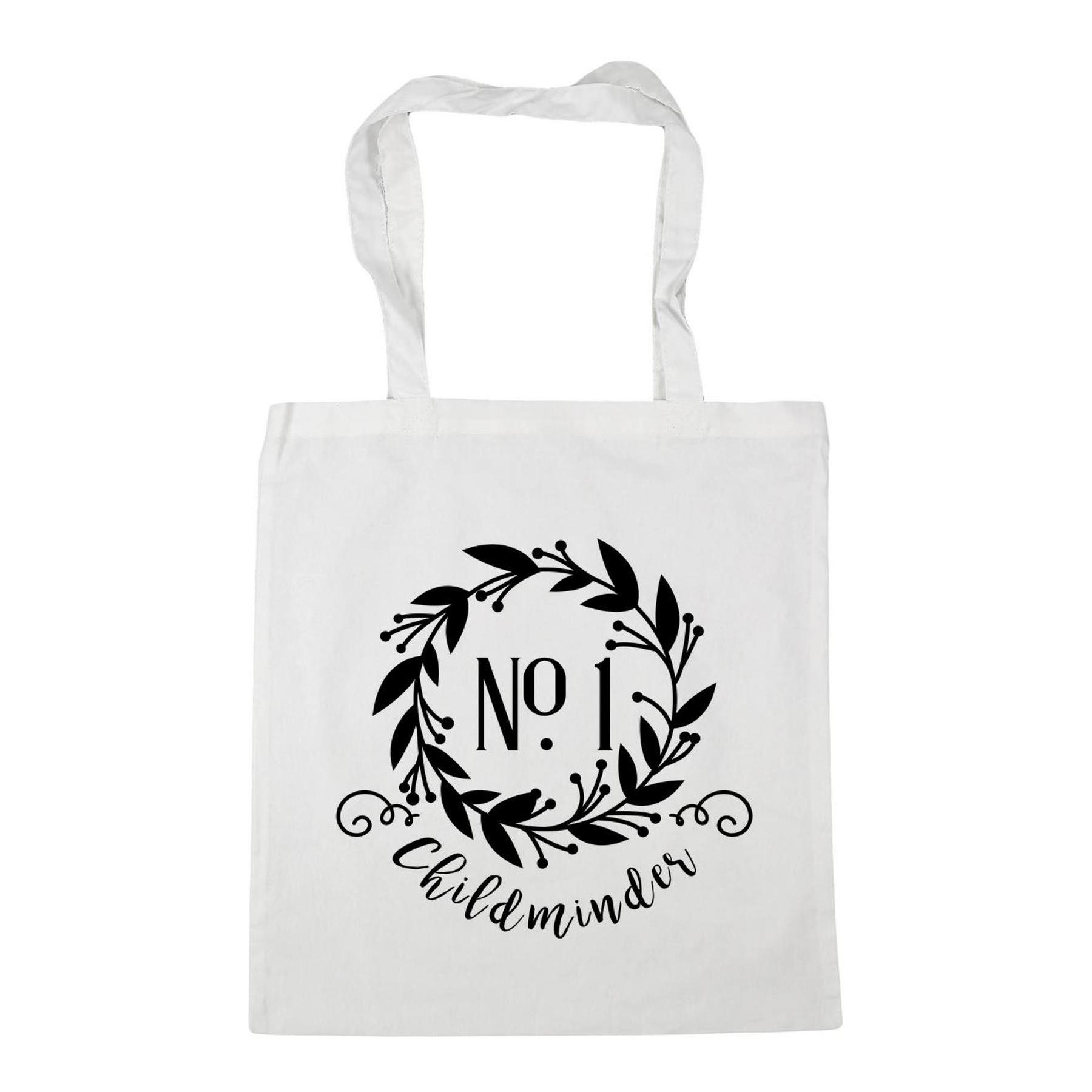 Number One Childminder Floral Wreath Tote Bag, 42cm x 38cm