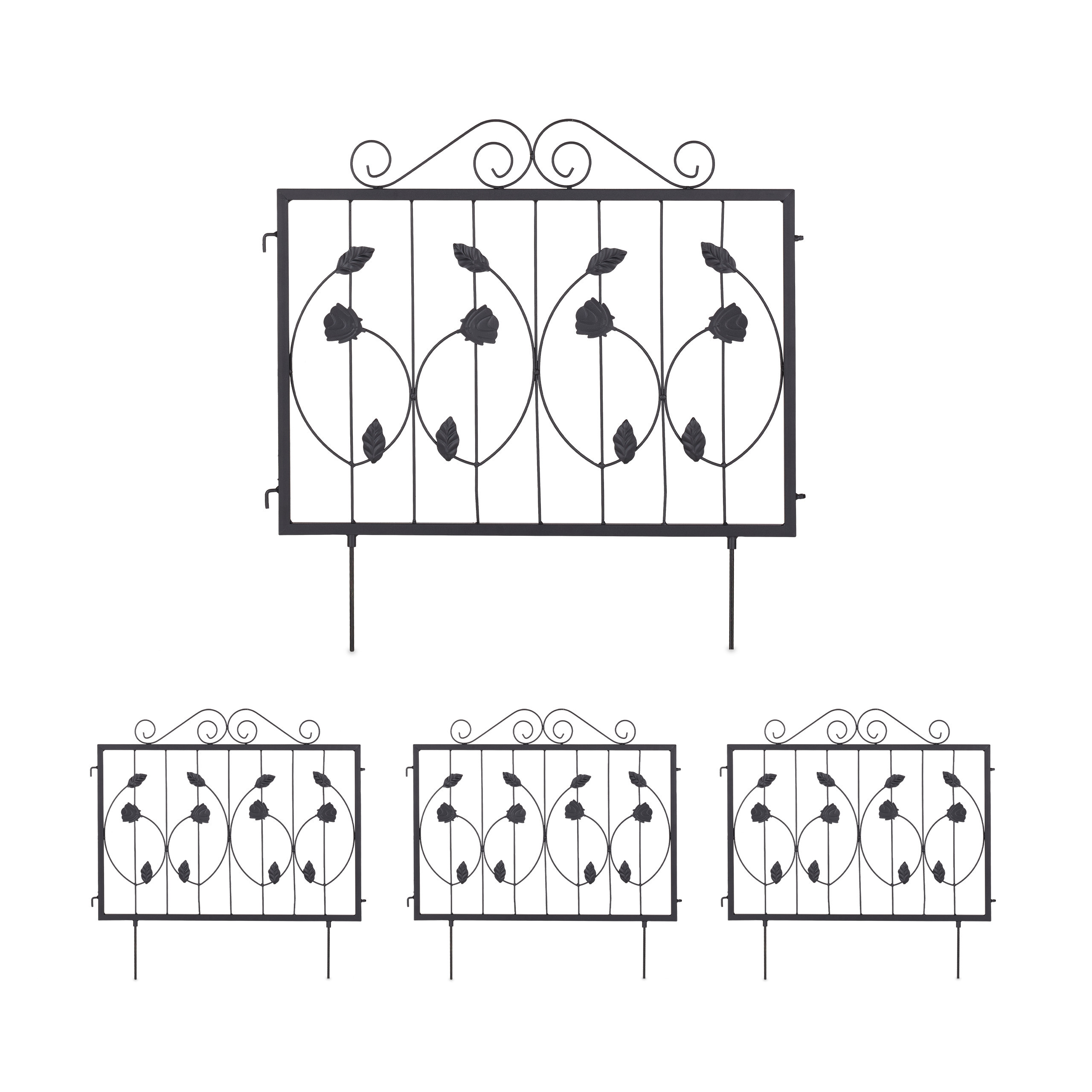 Image of 4-piece Black Garden Fence