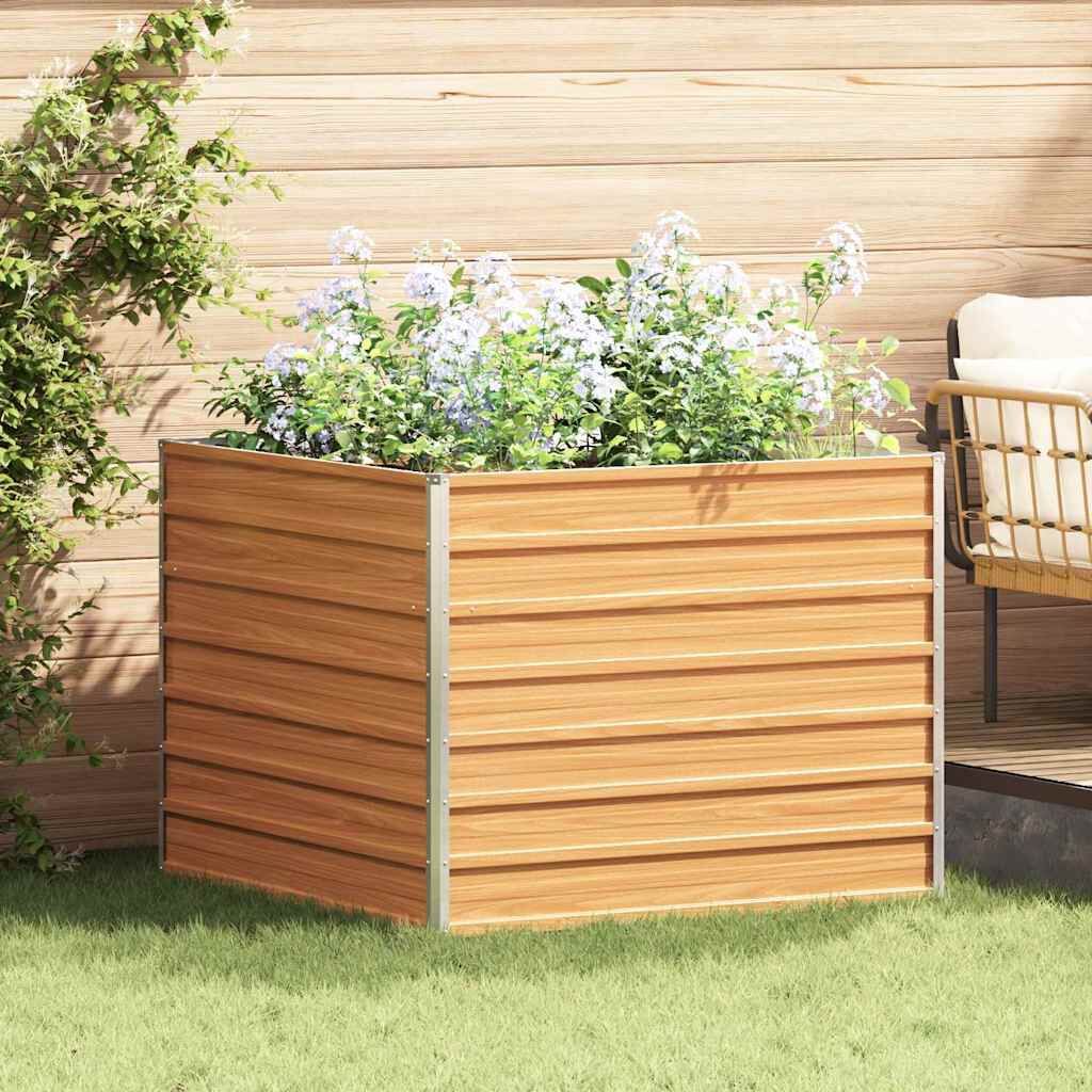 Image of Galvanized Steel High Bed Weather-resistant Rust-proof Open Bottom Water Drainage Industrial Style Planter Box For Outdoor Area Flowers Vegetables Cultivation X 77 Cm Galvanized Steel