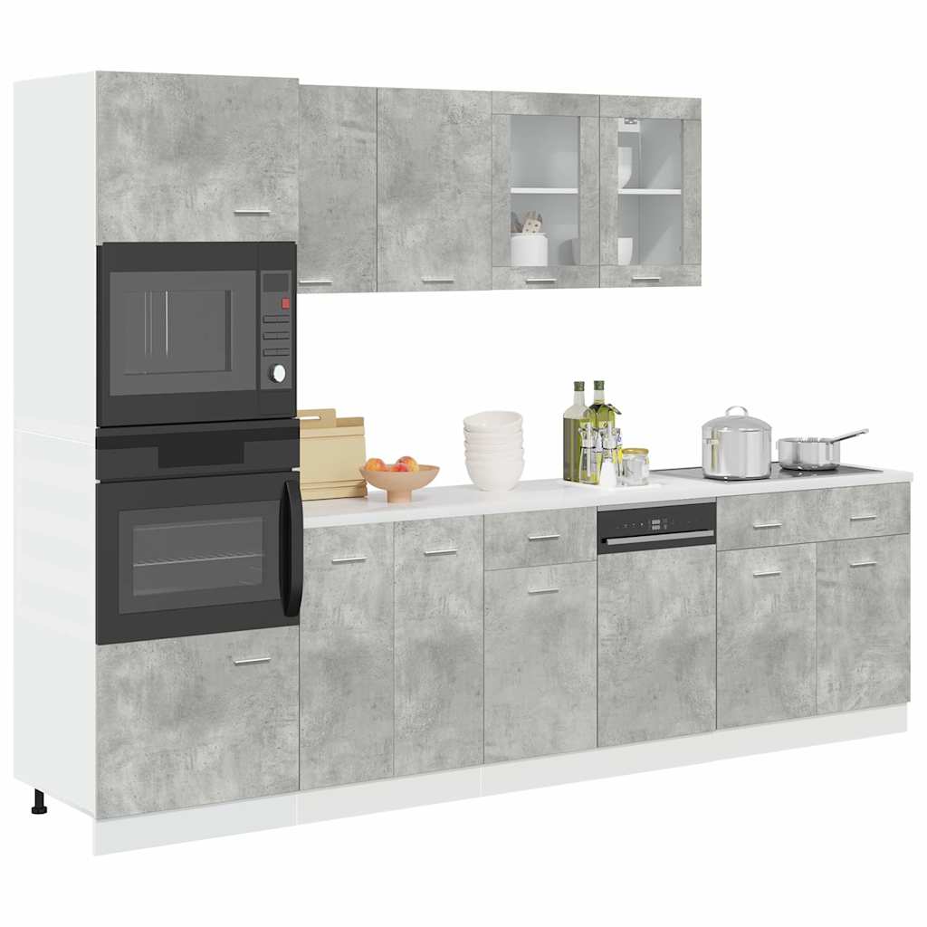 Image of Vidaxl 7-piece Kitchen Furniture Set "" Concrete Material, Bathroom Furniture Set, Bathroom Cabinet, Bathroom Base Cabinet, Bathroom Furniture, Bathroom Vanity Unit
