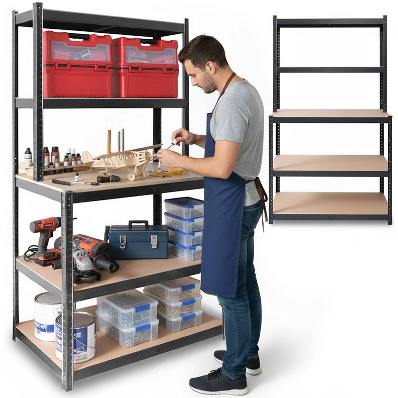 Image of Metal Workbench Shelf, 180 X 100 X 60 Cm, Humberg Hr-855, Black