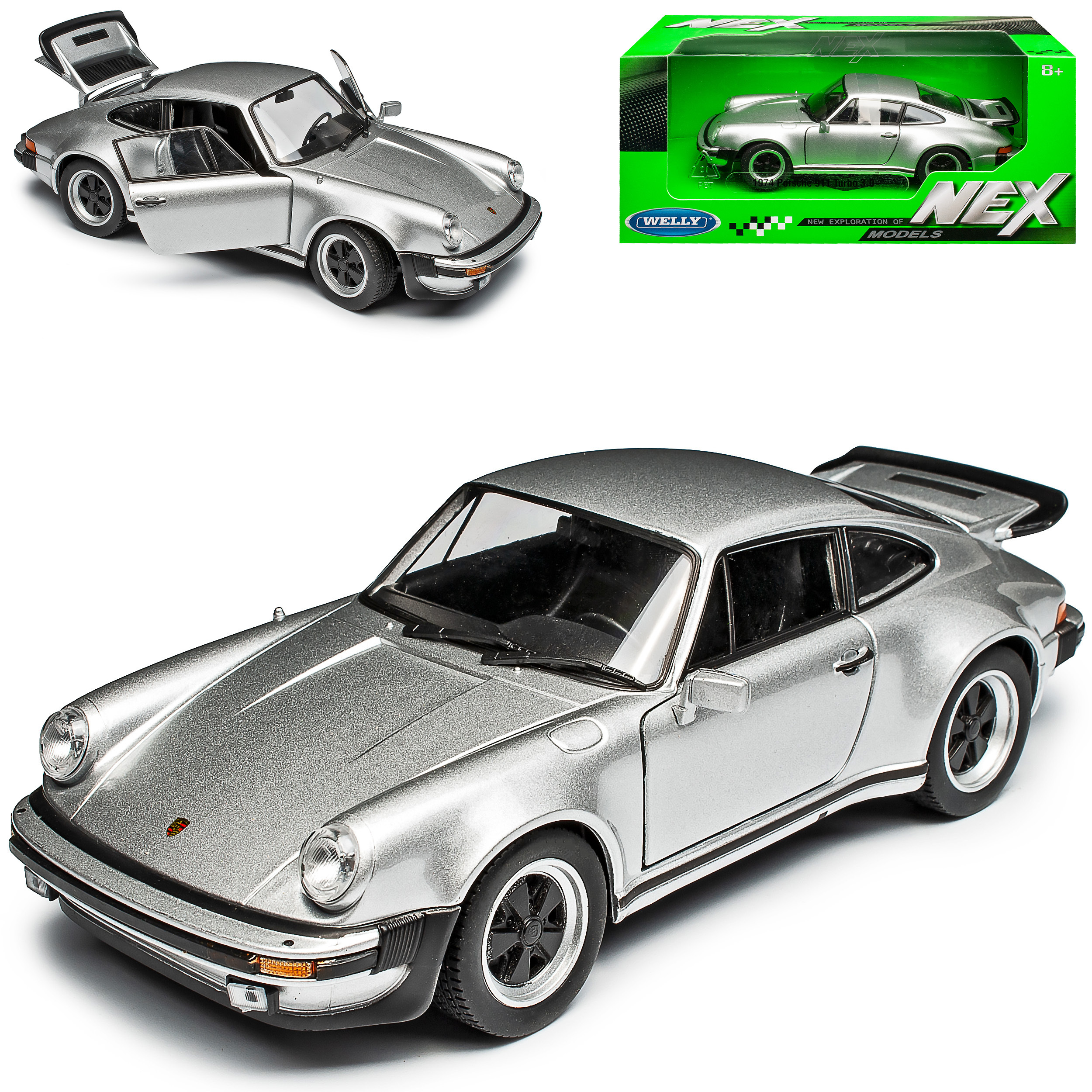 911 G-model Turbo Silver Coupe 1973-1989 1/24 Welly Model Car