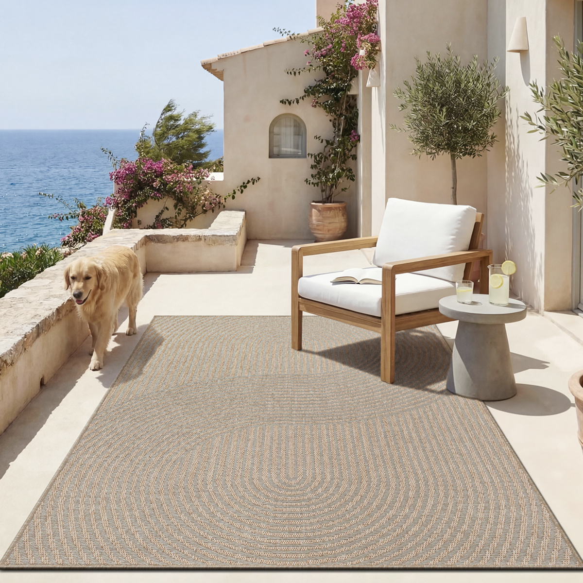 Image of Carpet - Durable Outdoor Rug, Modern, Weatherproof & Uv-resistant, Beige, 240 X 340 Cm