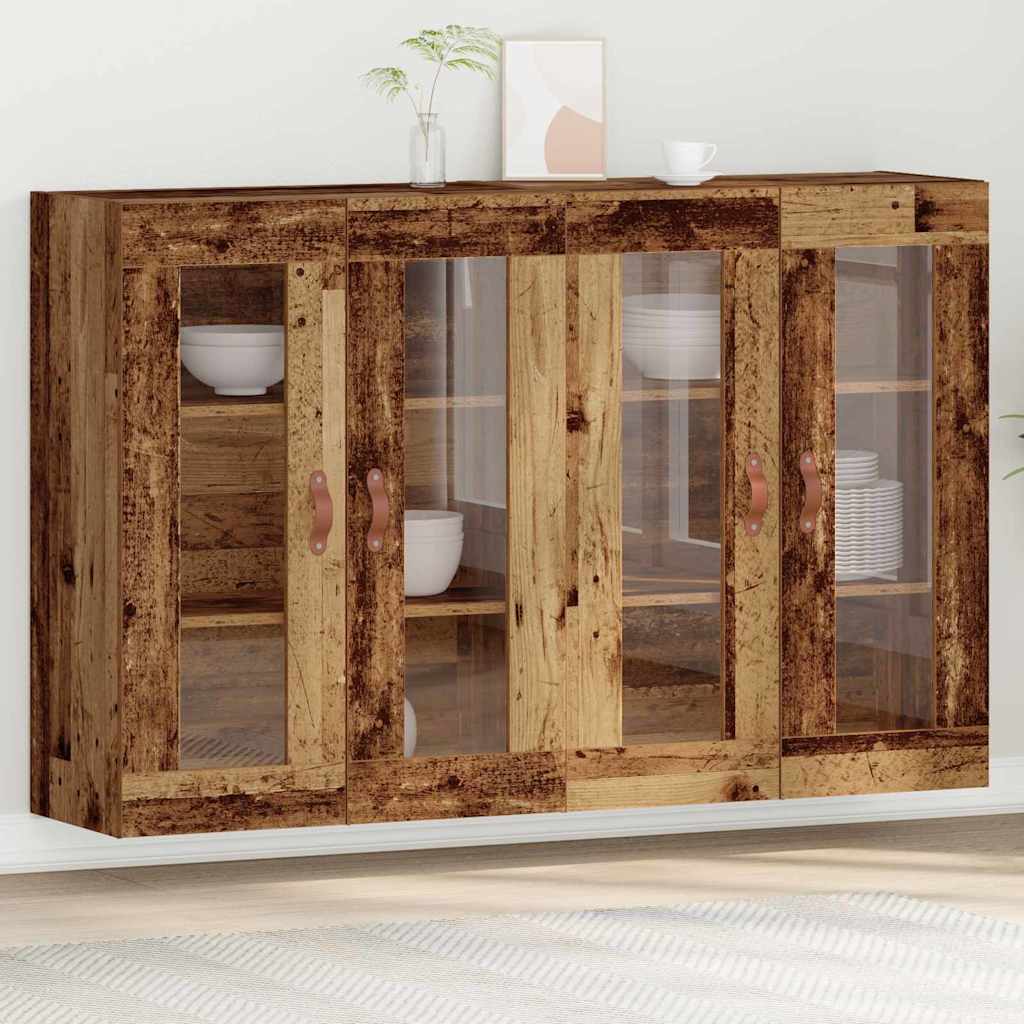 Image of Vidaxl Wall Shelf Set Of 2, 139 X 34 X 90 Cm In Rustic Style - Reusable Storage With Buffet Sliding Doors For Dining Room Shelves And Interior Doors With Glass For A