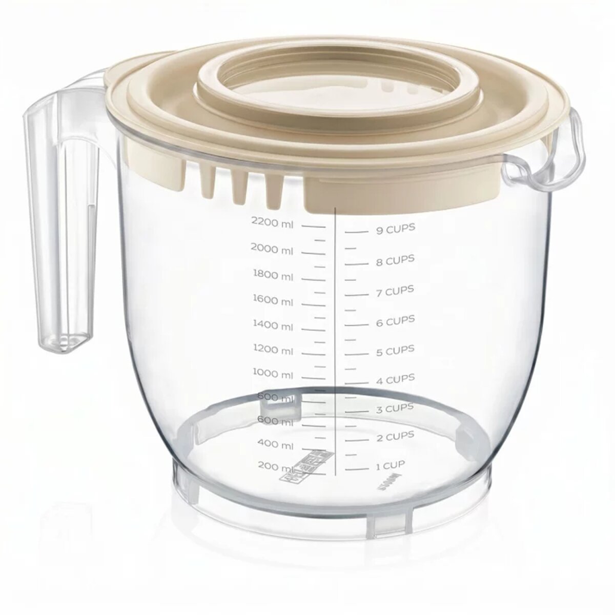 Image of 2-in-1 Measuring Cup & Mixing Bowl With Lid, 2200 Ml, For Baking And Cooking, Anthracite