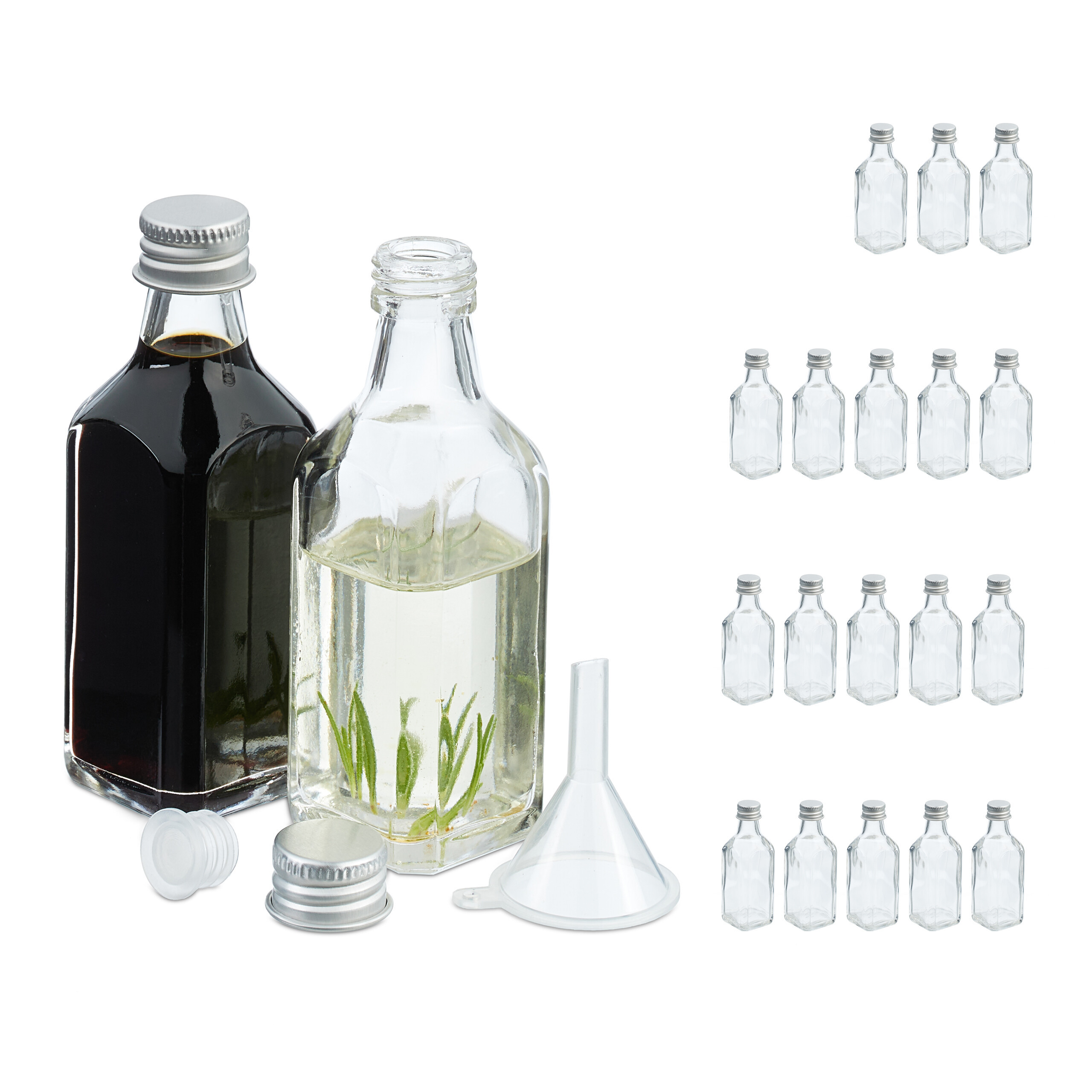 E-shop 20 x kleine Flaschen in Transparent/ Silber - 50 ml