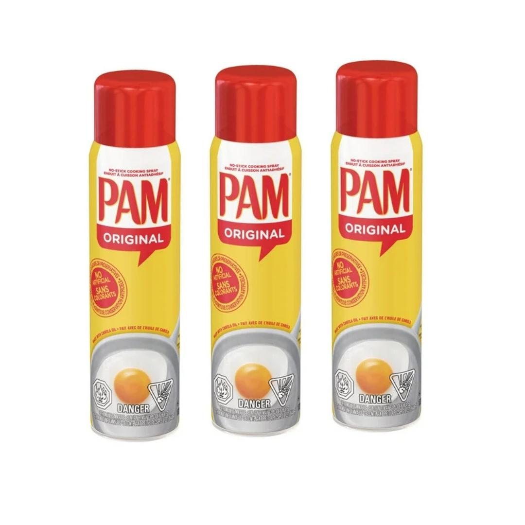 E-shop 3 x PAM Original Cooking Spray (je 170g) | Fettfreies Antihaft-Spray zum Braten, Backen & Grillen | Kalorienfreies Ölspray für einfaches Lösen