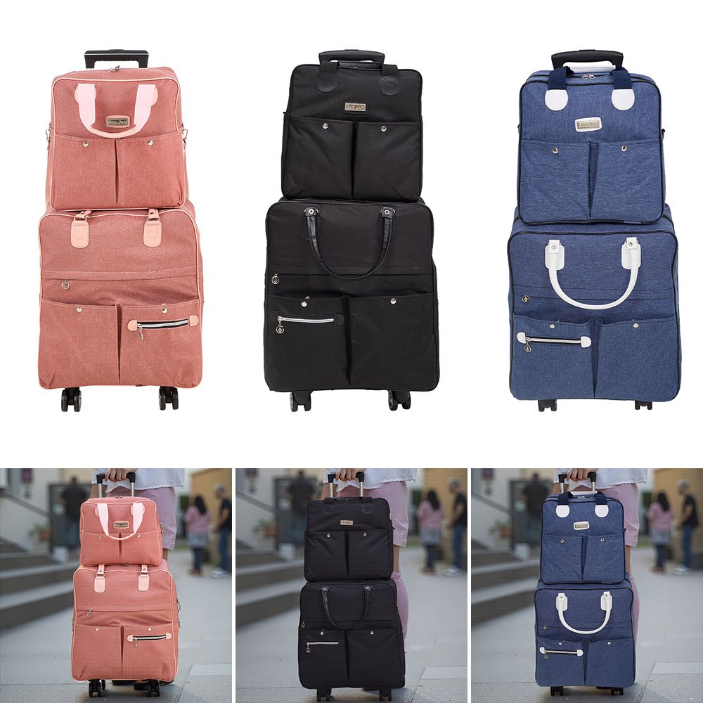 TEMU Lightweight Suitcase Set, 2pcs Rolling Carry - On Luggage Set With Smooth Wheels, Travel Duffel Bag, Stylish Travel Suitcase And Matching