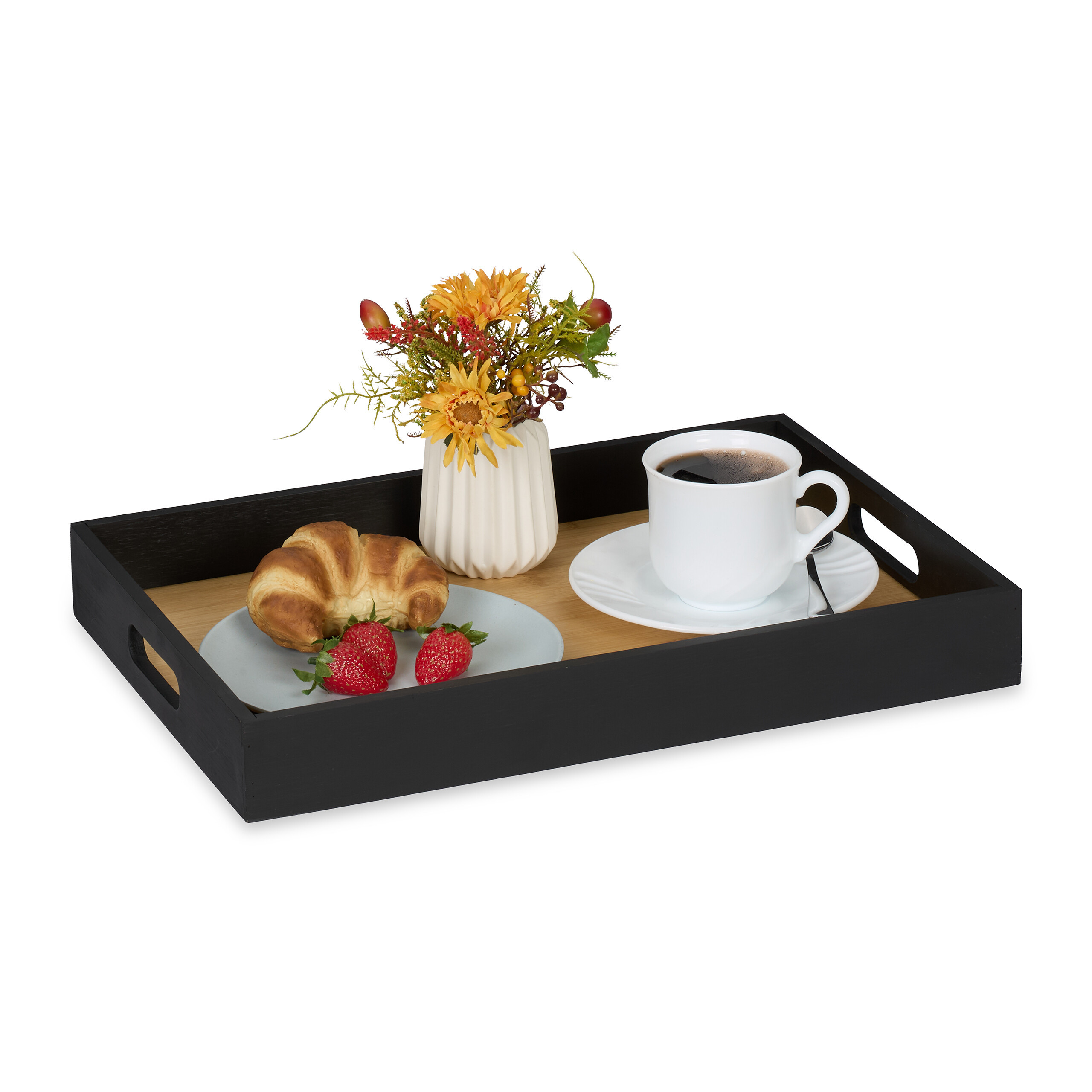 Tablet In Black/natural - (w)40.5 X (h)5 X (d)28 Cm