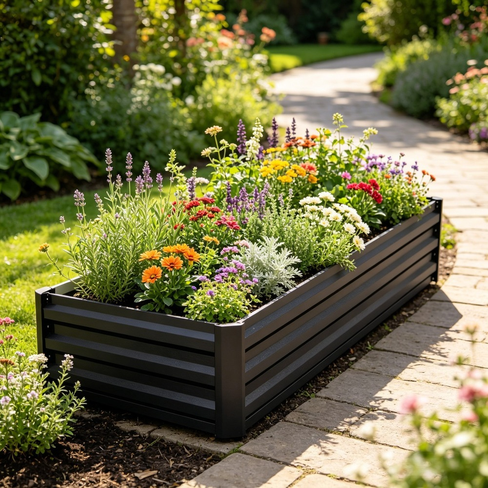 TEMU Garden Planting Bed, Galvanized Metal Courtyard Seedling Pot, Fruit And Vegetable Planting Box, Bottomless Drainage Design - , Suitable For