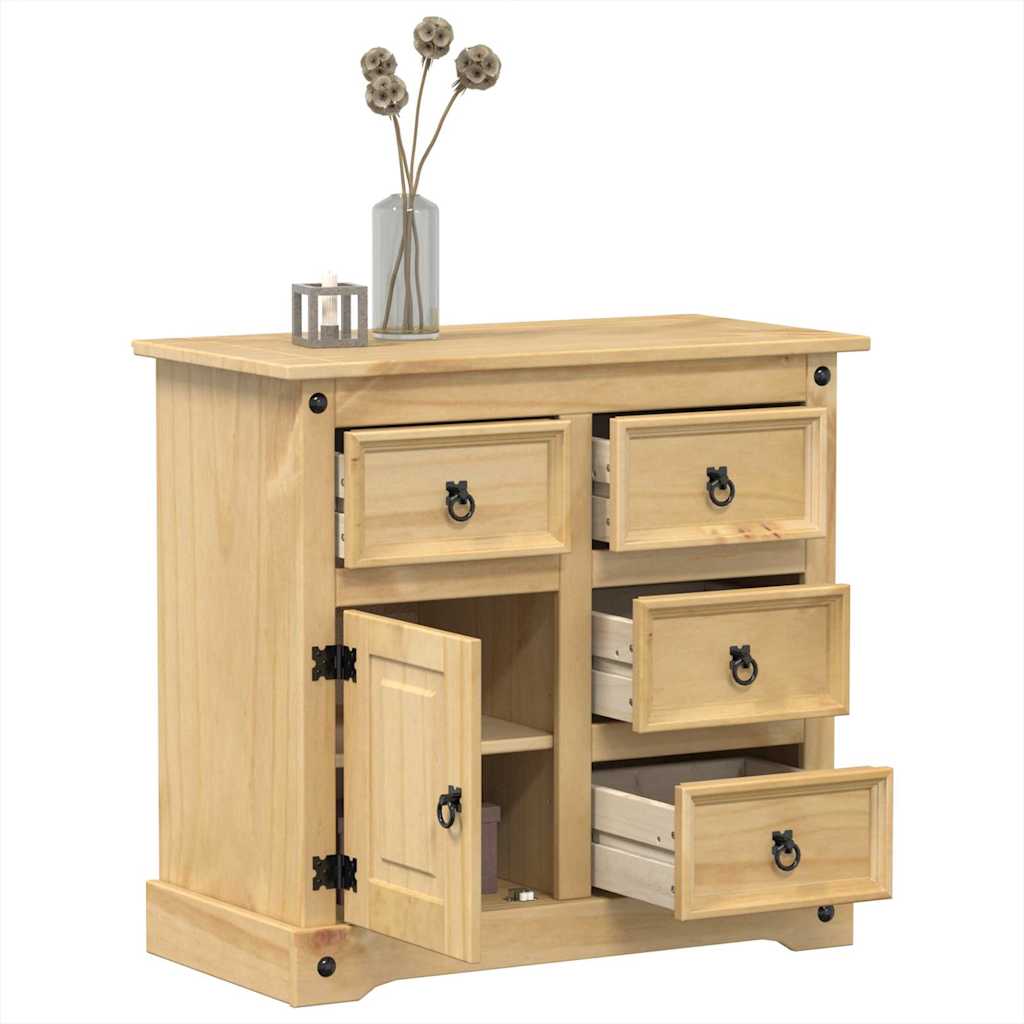 Image of Vidaxl Sideboard, Dresser With Drawers And Metal Handles, Side Cabinet For Living Room Bedroom, Sideboard Drawer Cabinet, Solid Pine Wood, 80x40x75 Cm