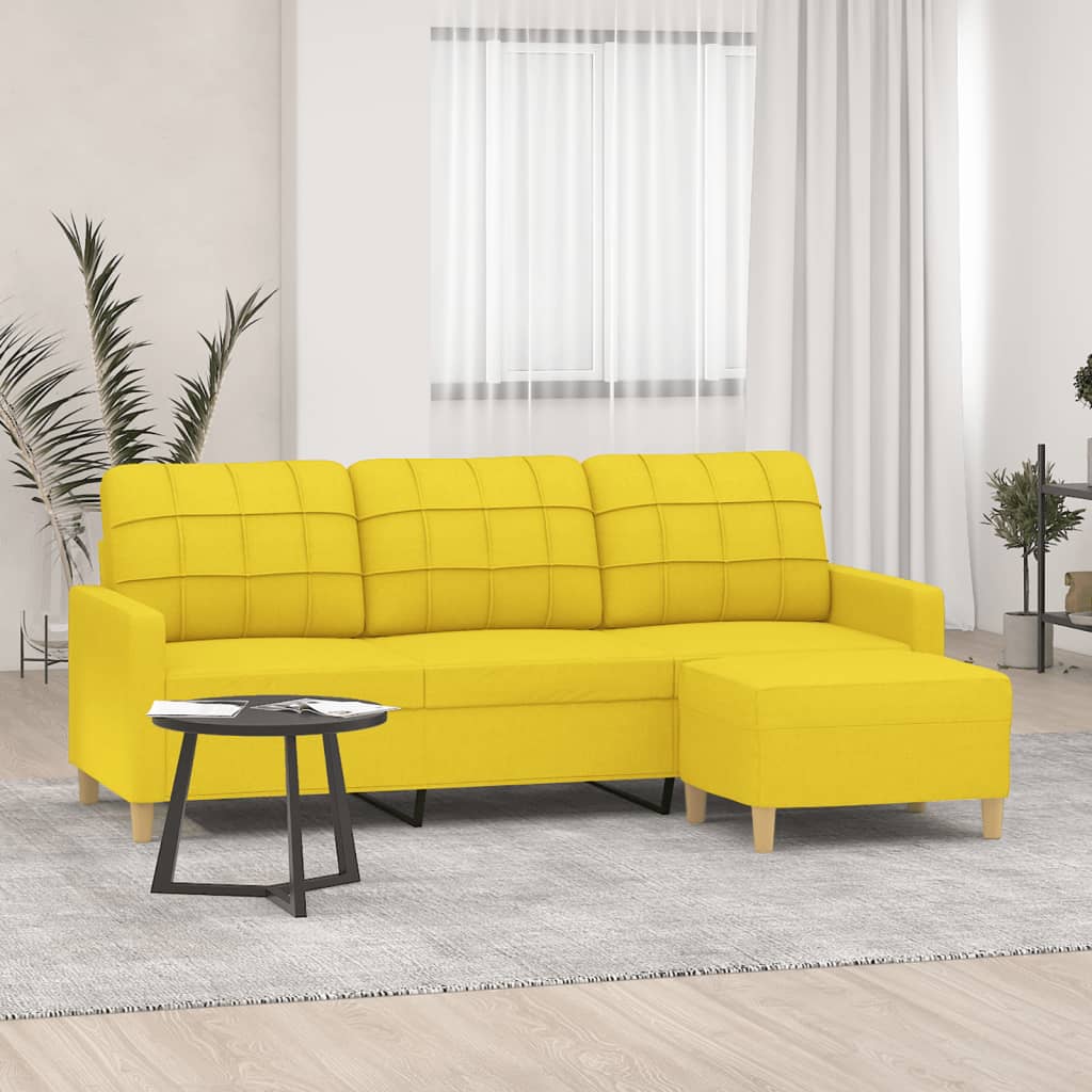 Image of Vidaxl 3-seater Sofa With Ottoman, Living Room Lounge Couch With Footstool