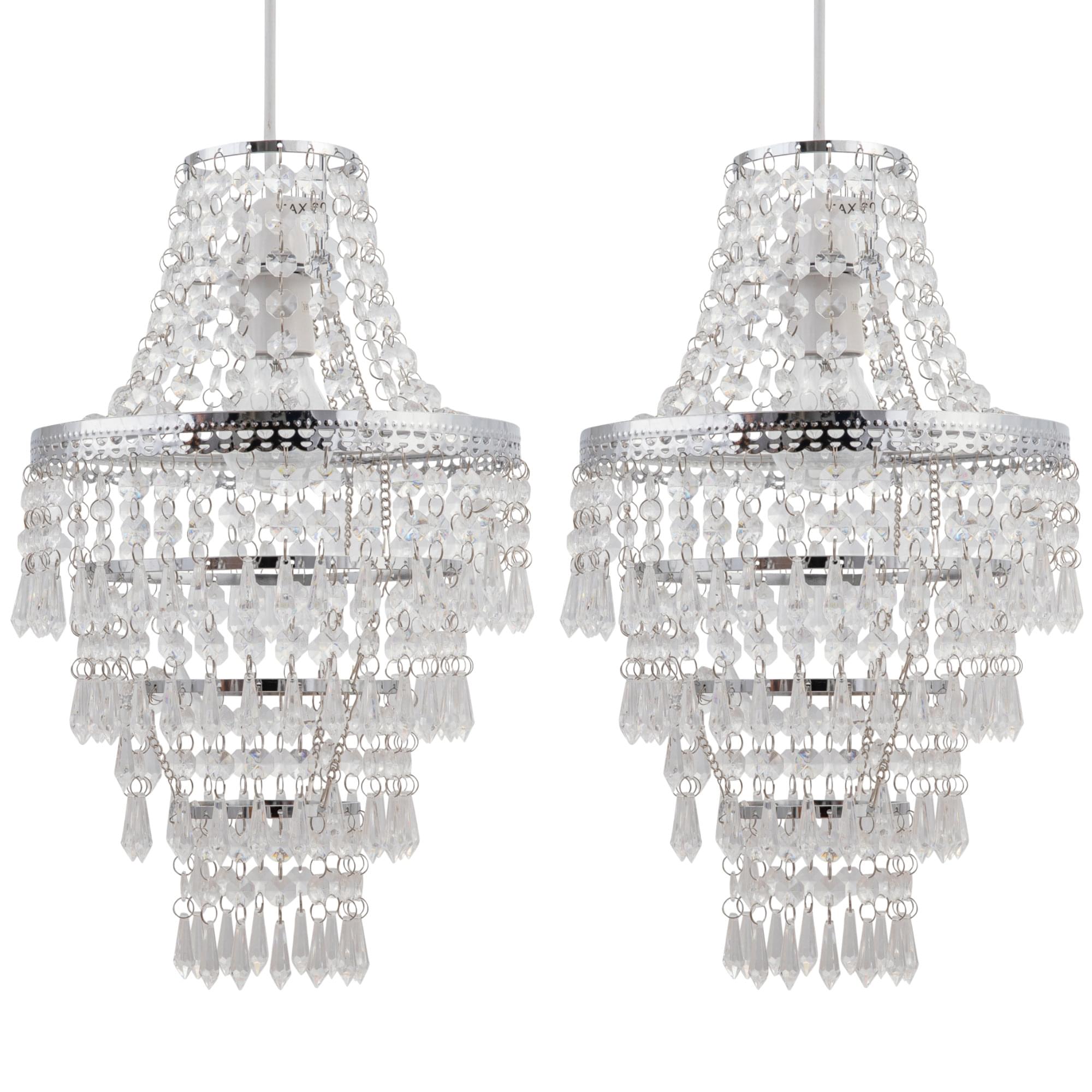 TEMU Set Of 2 Chrome Tiered Chandelier Shades