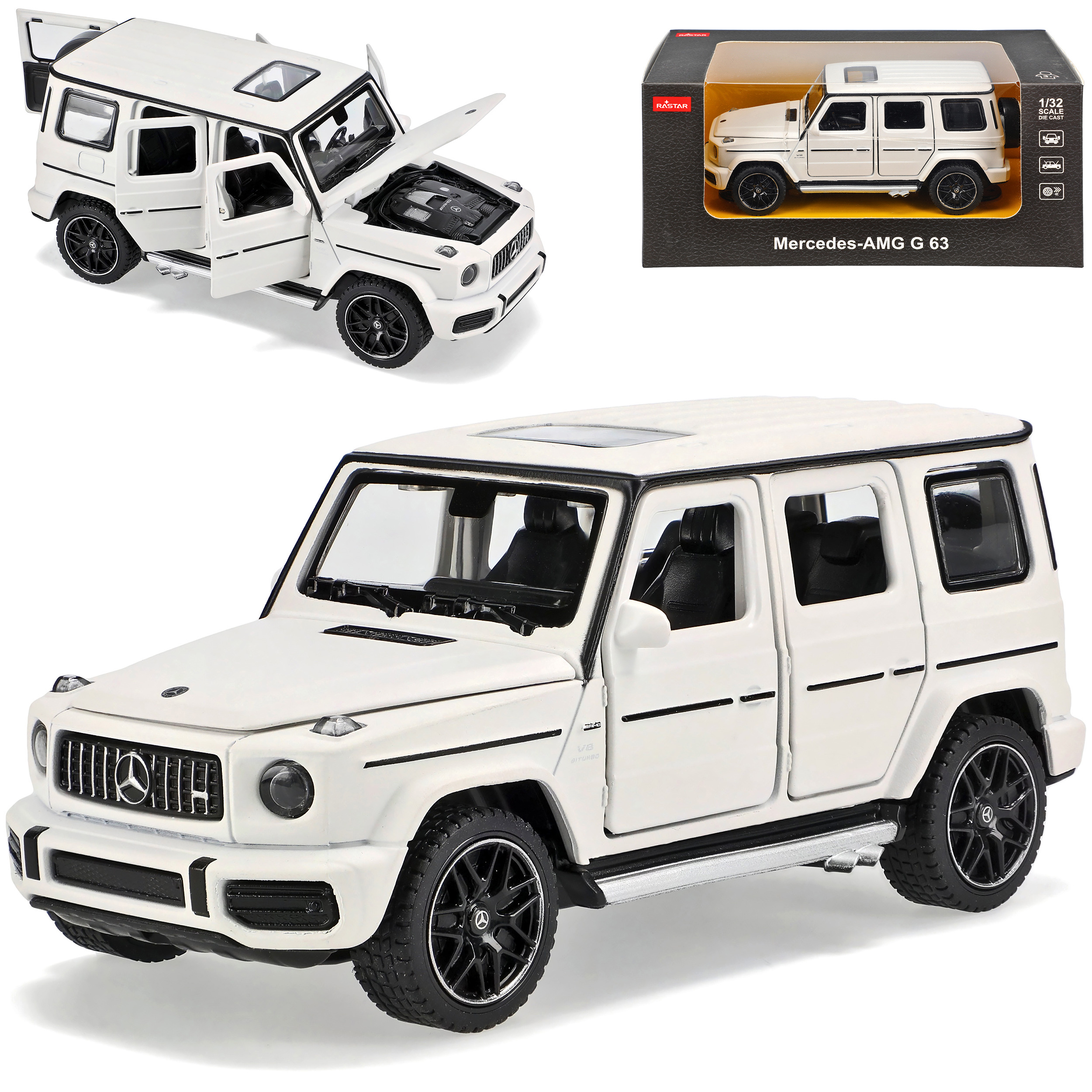 Mercedes-benz G63 Amg W463 Matt White From 2018 1/32 Rastar Model Car