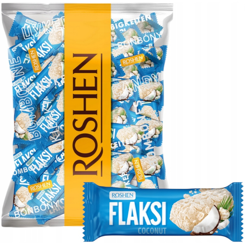 Roshen Chocolates With Coconut Flavor And Waffle Flakes Flaksi 0.5 Kg