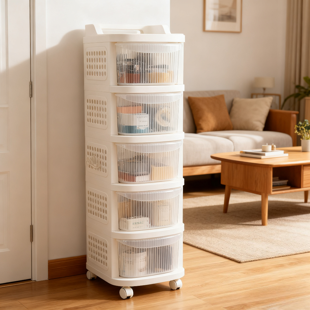 5 Layers Multipurpose Rolling Plastic Drawer Storage Cabinet