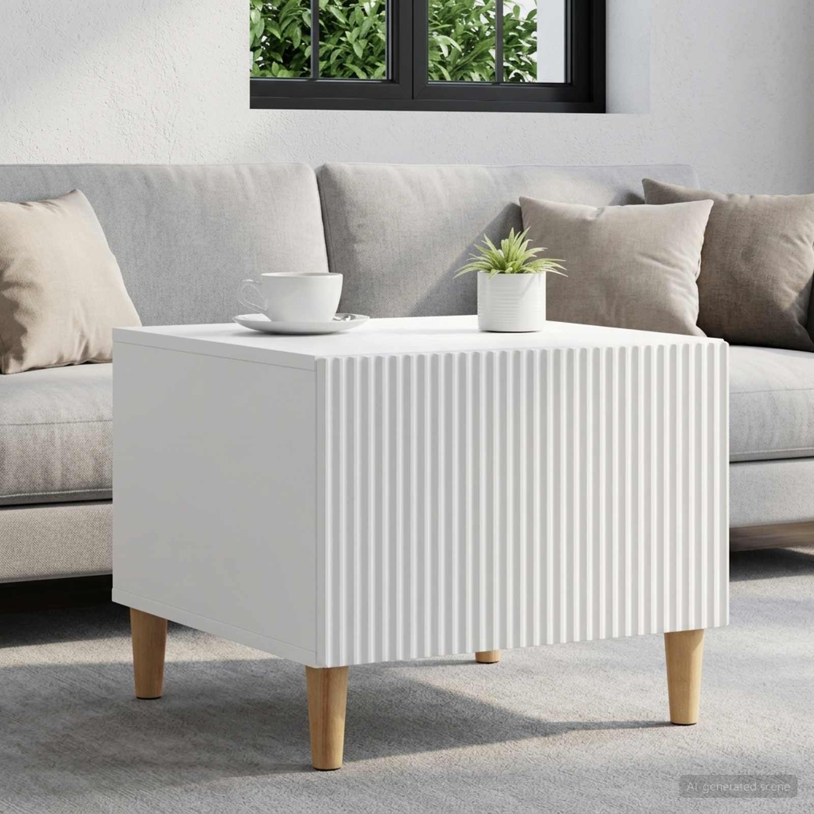 Coffee Table With Drawers, White, 49 X 50 X 40 Cm, Wood Material, Space- Design, Rectangular Style, Made Of High-quality Wood, Ideal For Modern Apartments, Practical