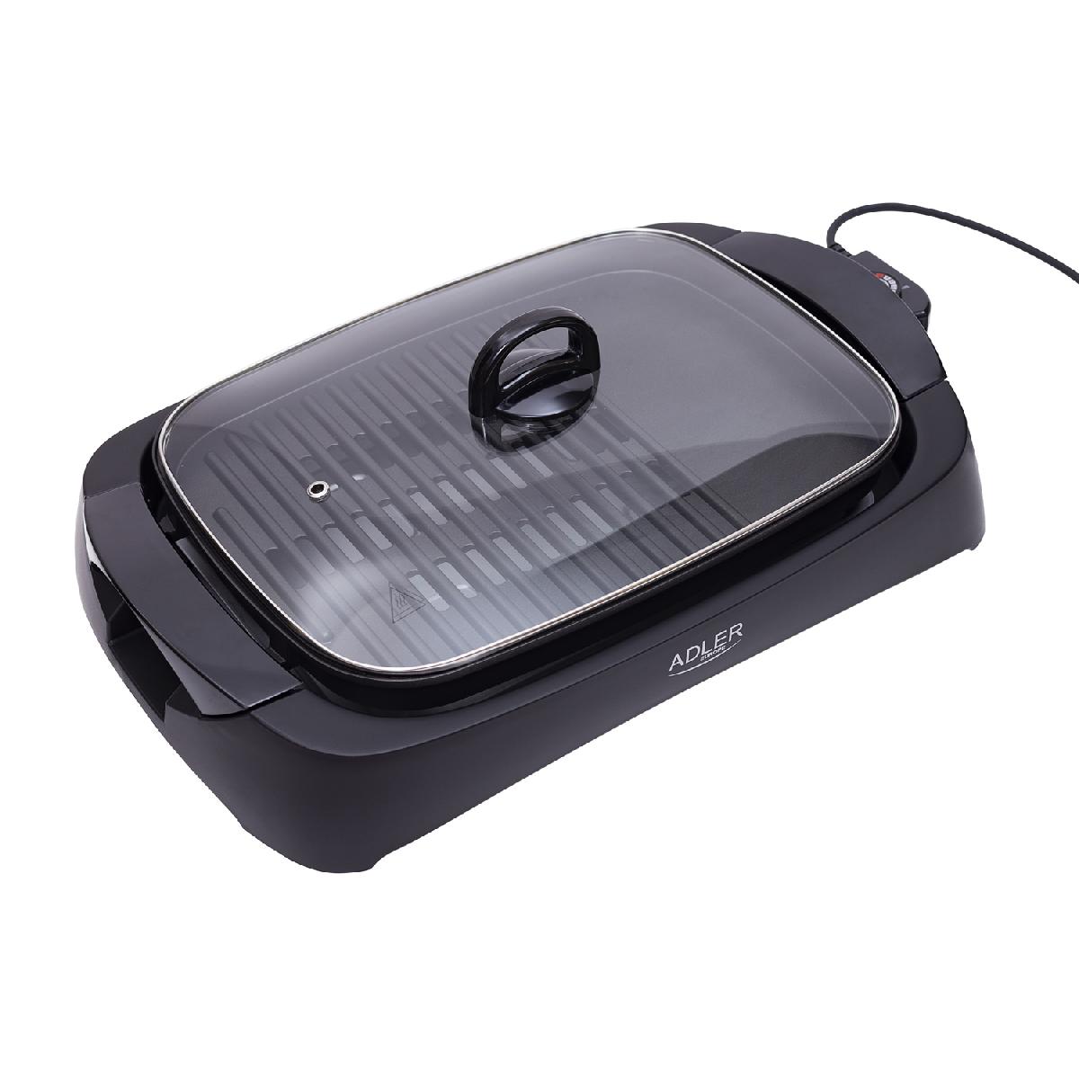 Adler Electric Grill With Glass Lid 2 Grill Surfaces Flat/ribbed Ad 6610