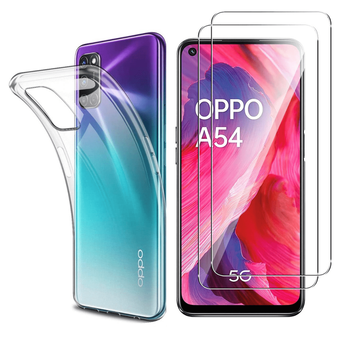 TEMU Coque pour Oppo A54 5G et 2 Verres Trempé - Protection Silicone Souple Film Vitre Protection Phonillico®