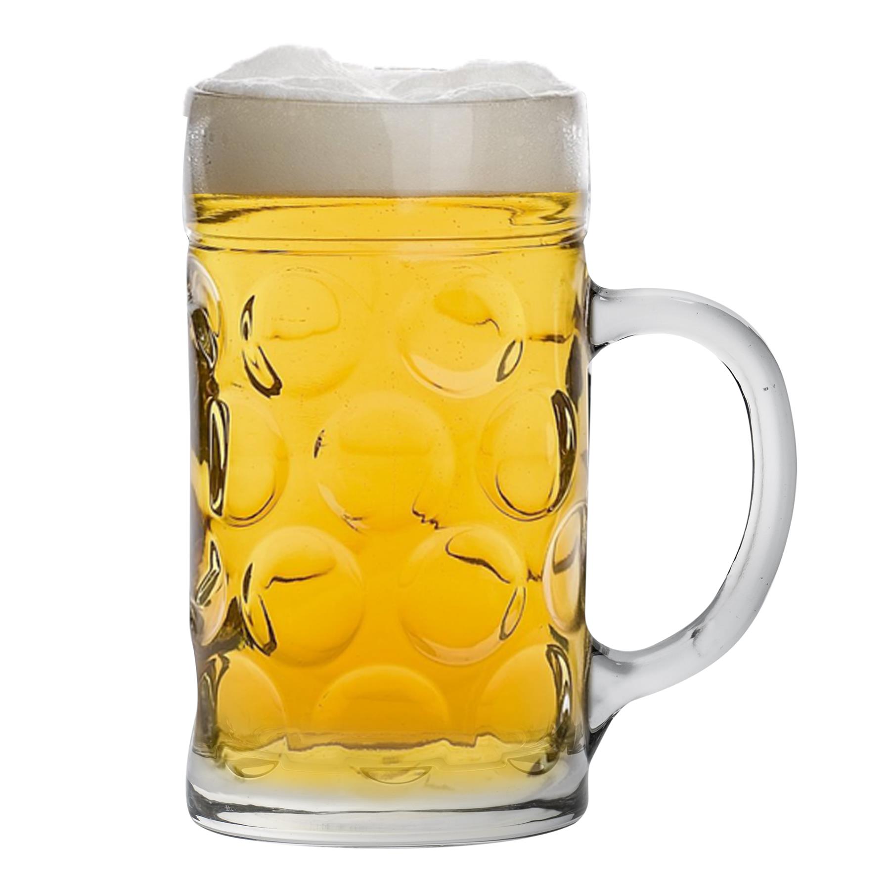 TEMU German Beer Mug - Large Dimpled Glass With Handle For Craft Beer, Cider And Ale