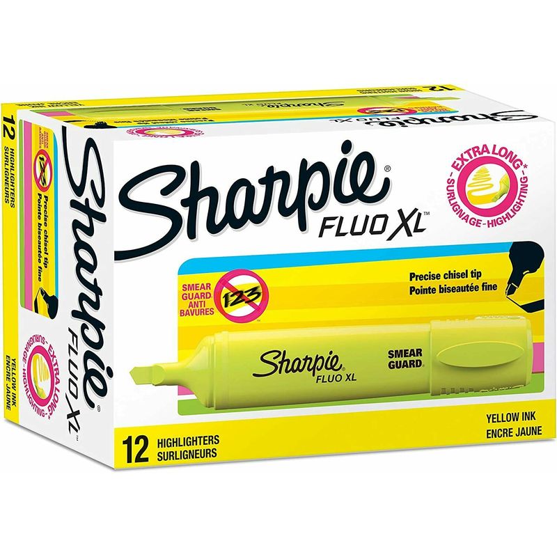 TEMU Sharpie Highlighters Of 12 | Guard Fluorescent Chisel Tip Pens | Quick Dry No Smudge Markers For School, Study & Office