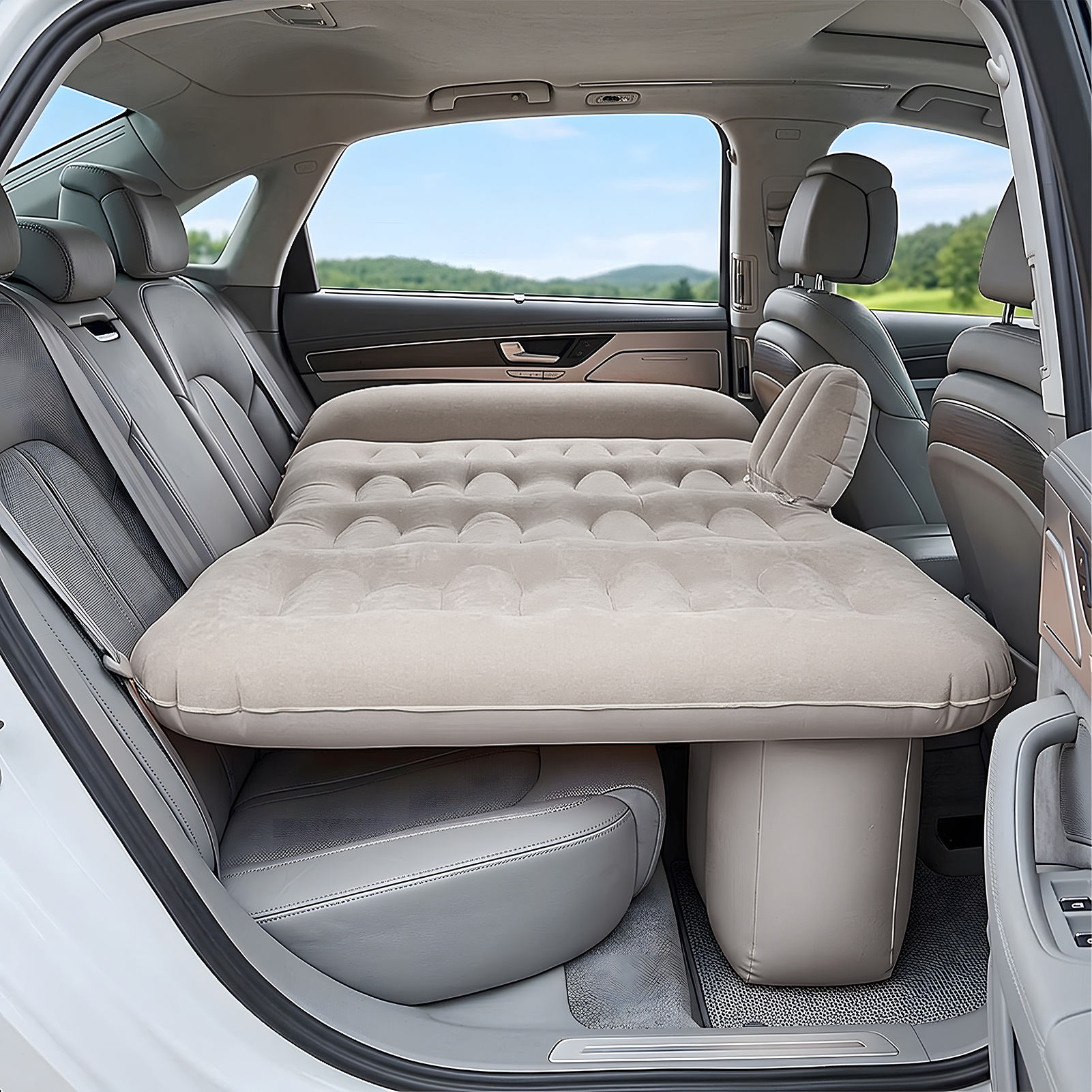 Car Rear Seat Double Automatic Inflatable Bed, Grey