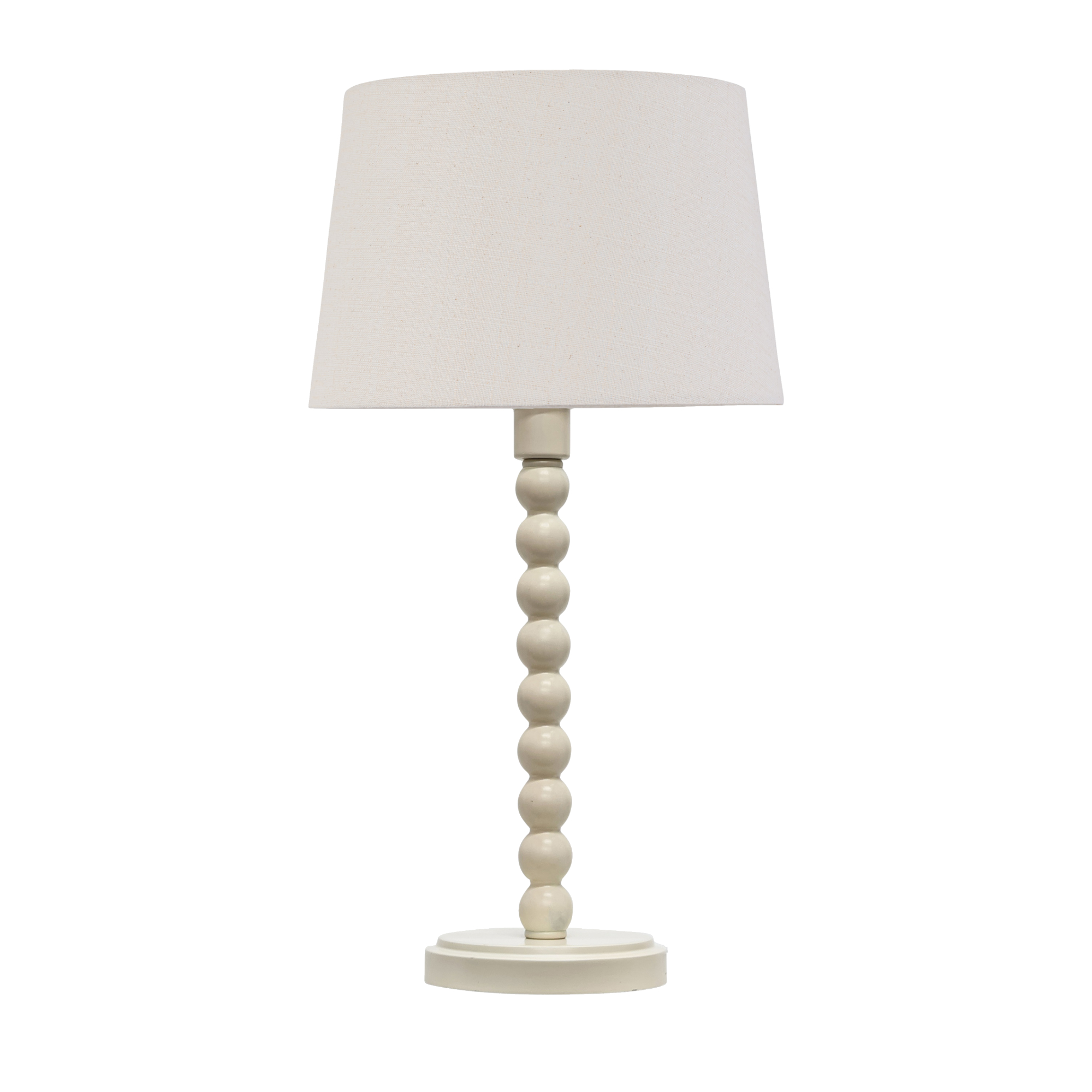 First Choice Lighting Bobbin - Ivory Lamp with Natural Linen Shade in White
