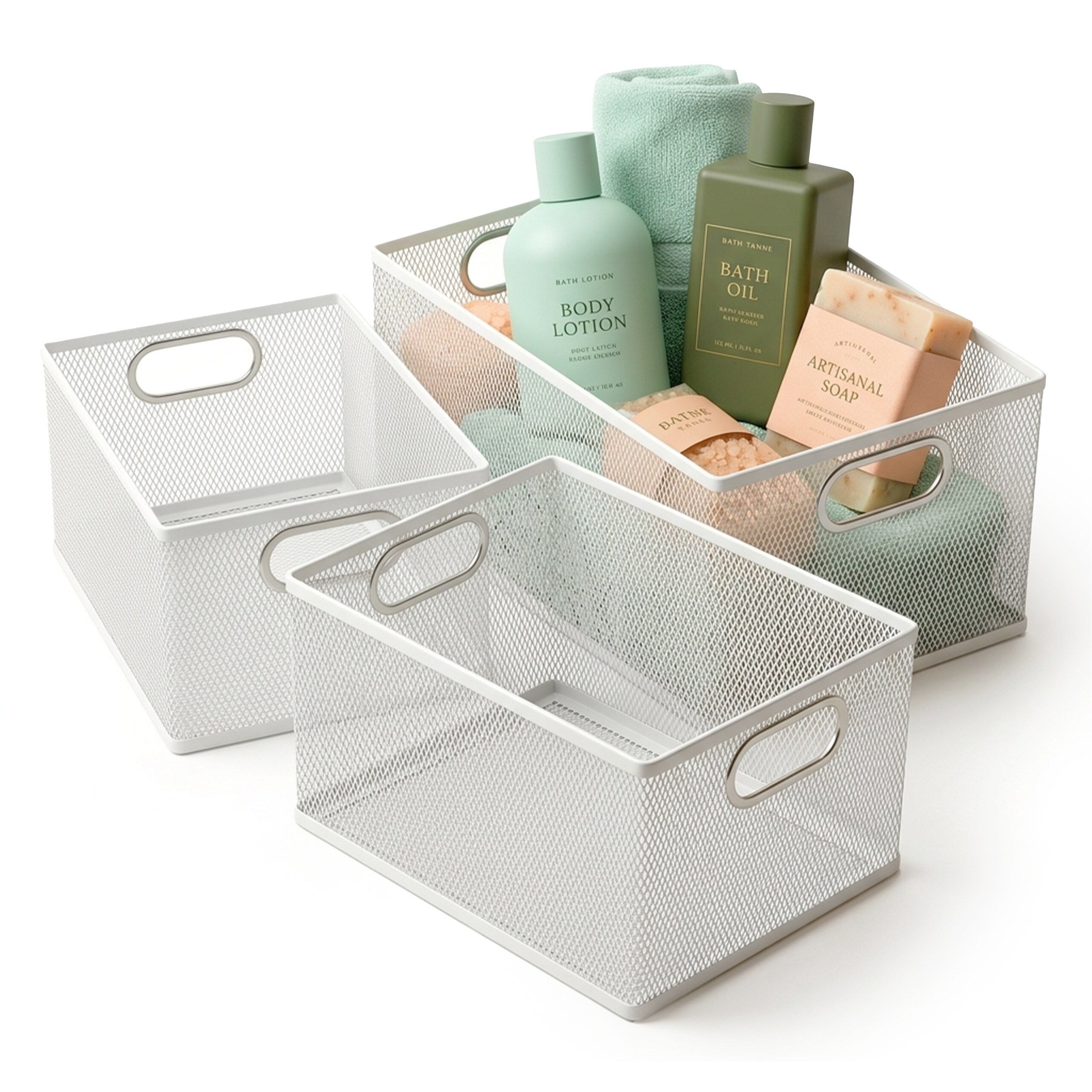 Image of 3-piece Storage Basket Set In White