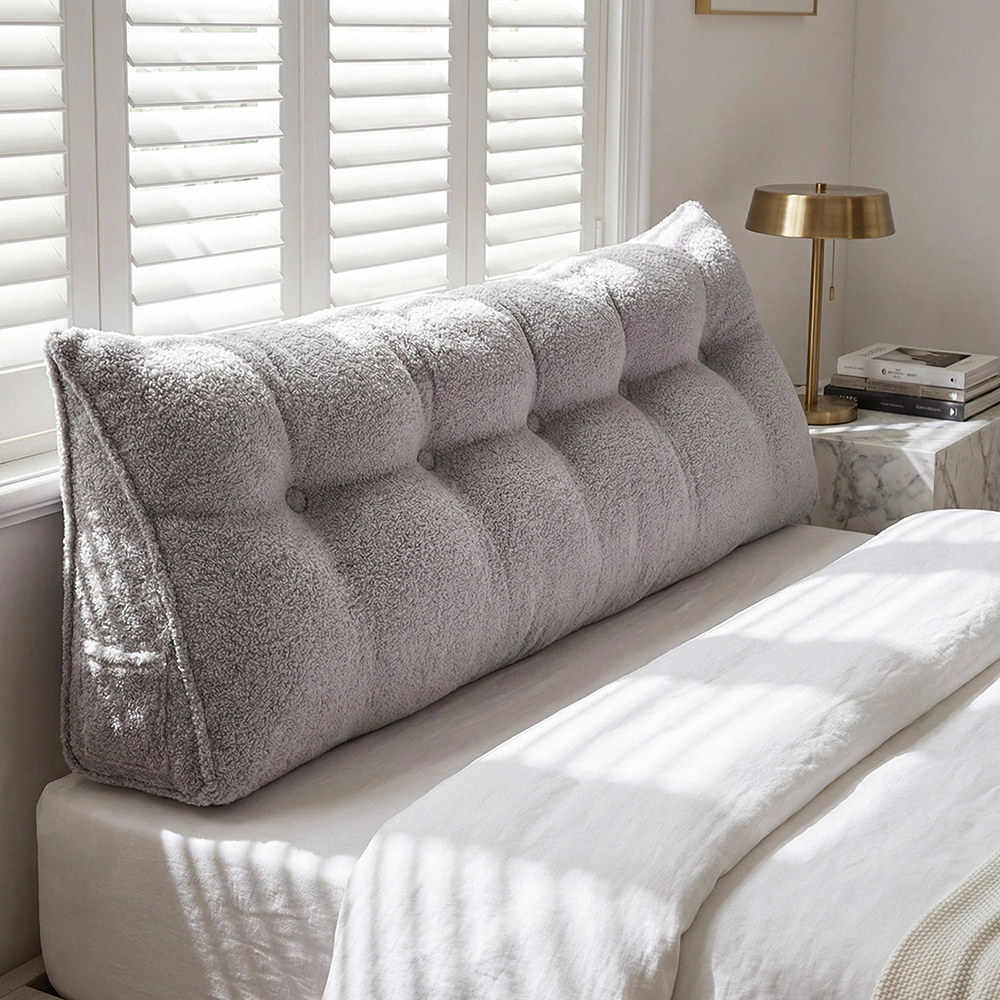 Oversized Teddy Velvet Bed Wedge Pillow for Back Support