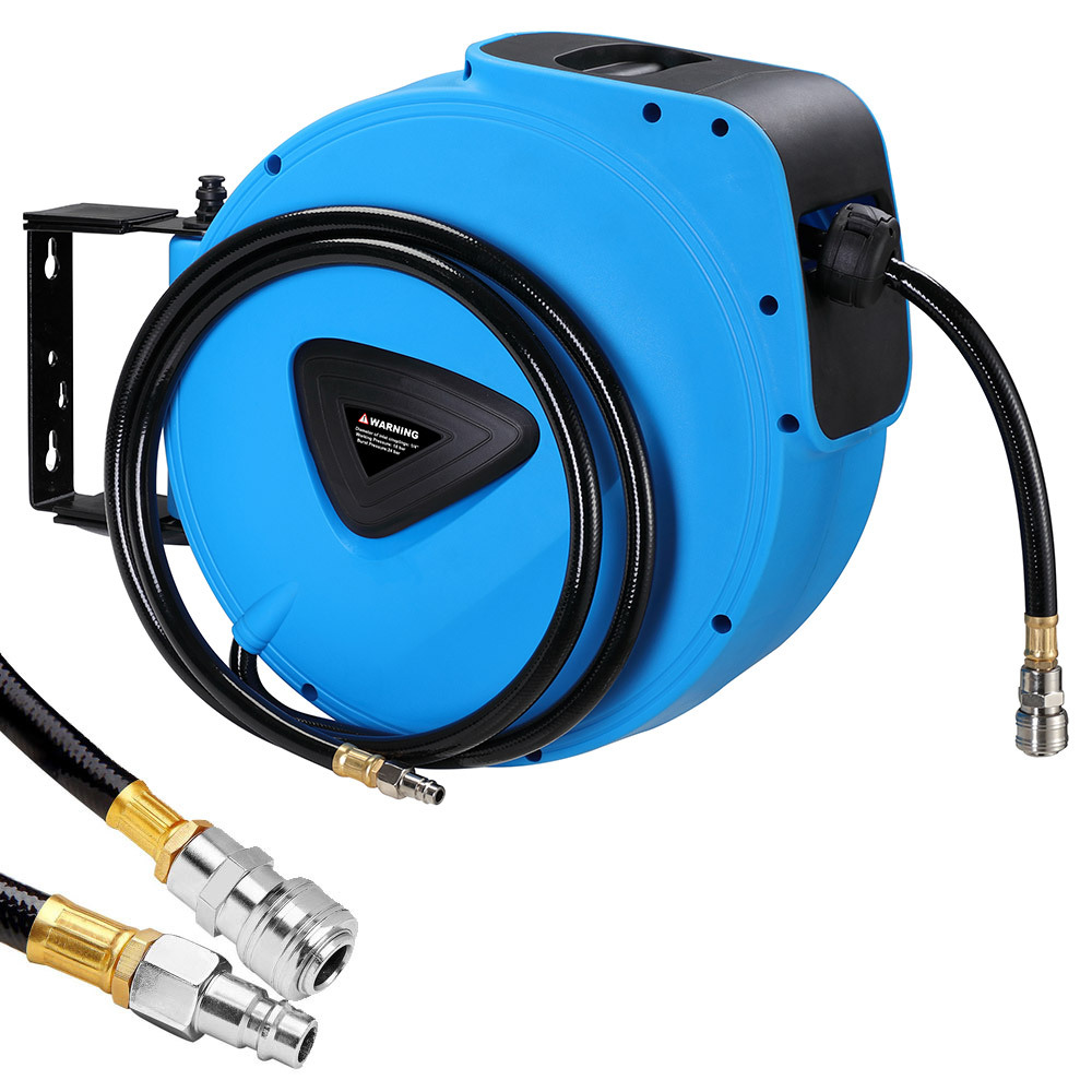 TEMU BAKAJI Avvolgitubo Aria Compressa con Tubo 20 mt Attacco 1/4" Fissaggio a Parete Muro automatico, Salvaspazio Accessorio Compressore Aria