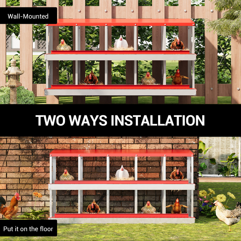 Image of Nesting Boxes For Chickens, 10 Compartments Chicken Laying Boxes For Laying Eggs, Galvanized Steel Nesting Boxes Chicken, Easy To Clean Chicken Coop Nest Fit For Different Breeds