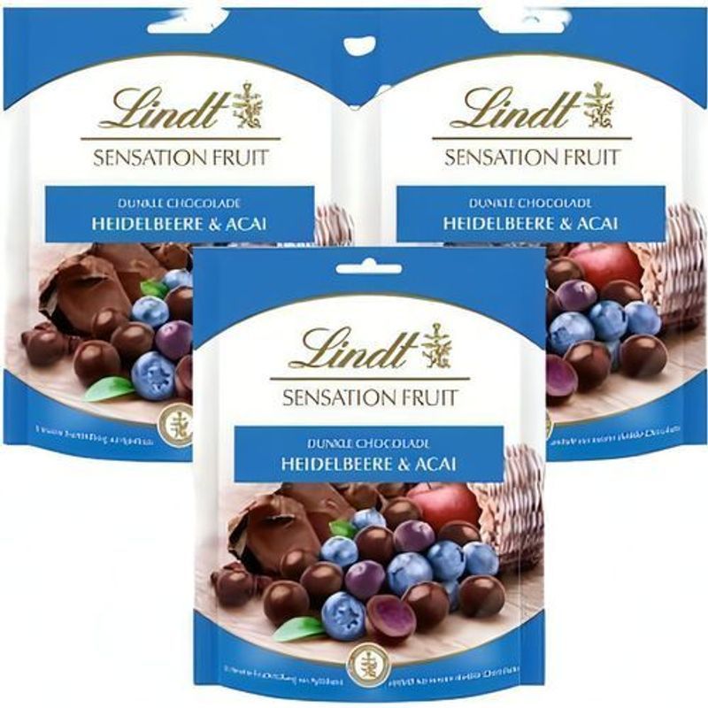 Lindt Sensation Fruit Dark Chocolate Balls Blueberry And Acai 3x 150g