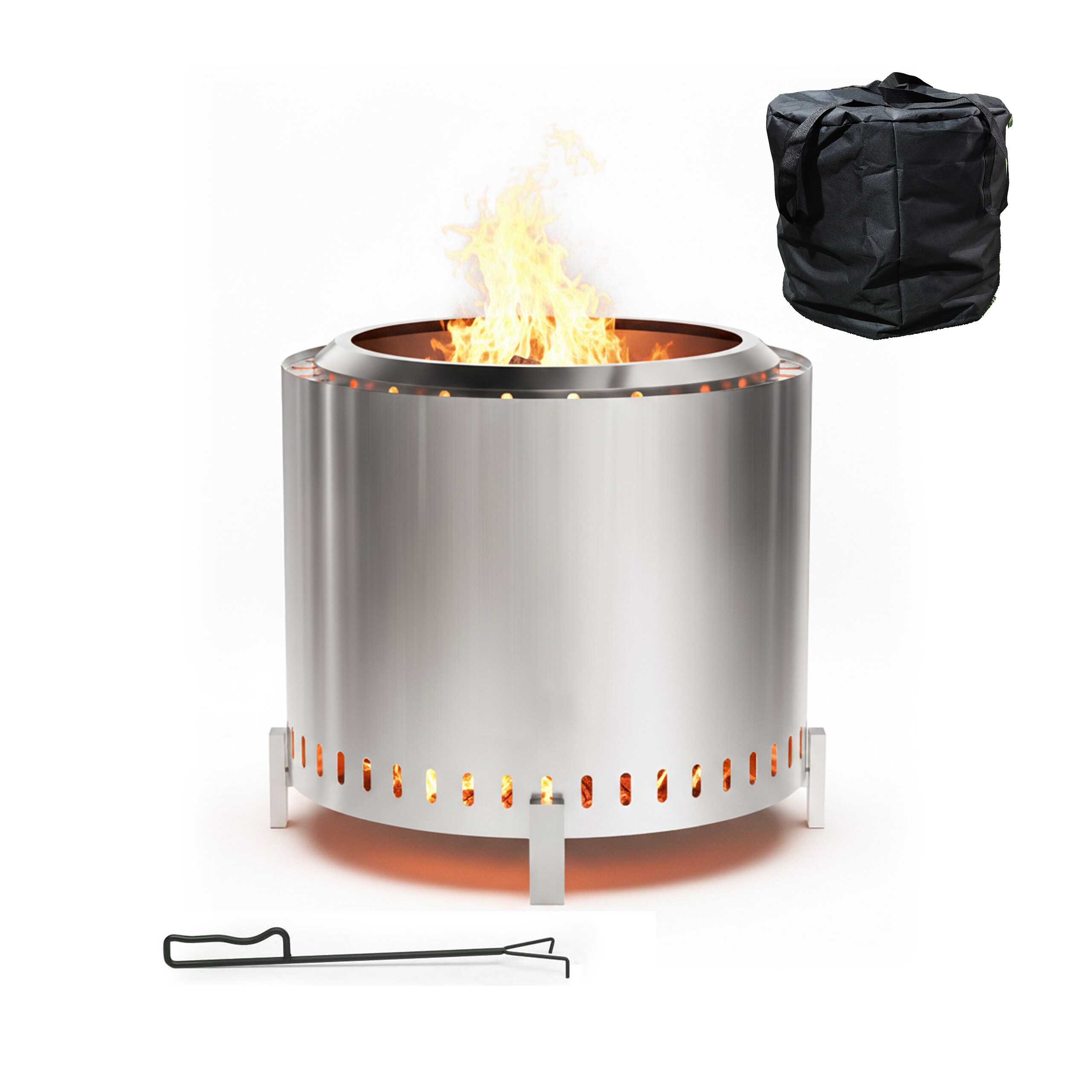 Smoke-free Fire Bowl In Silver - H 45 X Ø 49 Cm