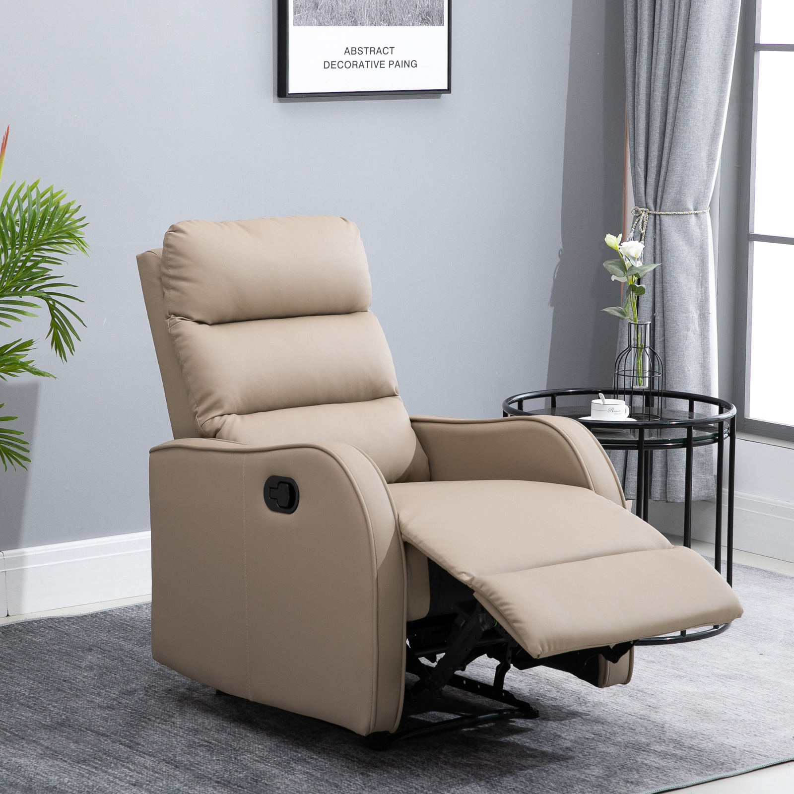 TEMU Sillon Relax Reclinable Sofa Relax Tapizado en PU con Reposapies Retractil para Dormitorio Salon Carga 125 kg 65x89x100 cm Marron