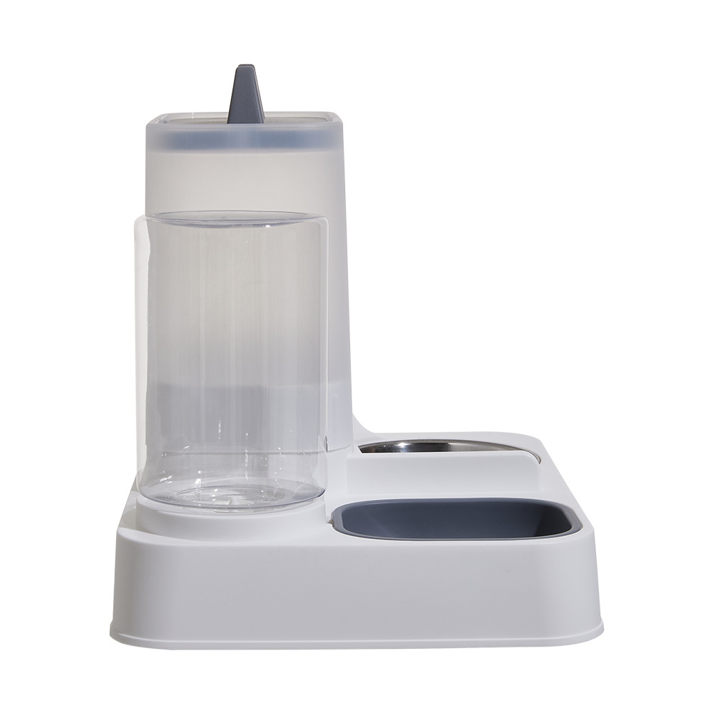 2-In-1 Cat Drinking Station Pet Feeder Cat Water and Food Dispenser Cat Feeding Bowls Double Dog Food Bowl Non-Slip Pet Bowl Gray 29x24x26cm